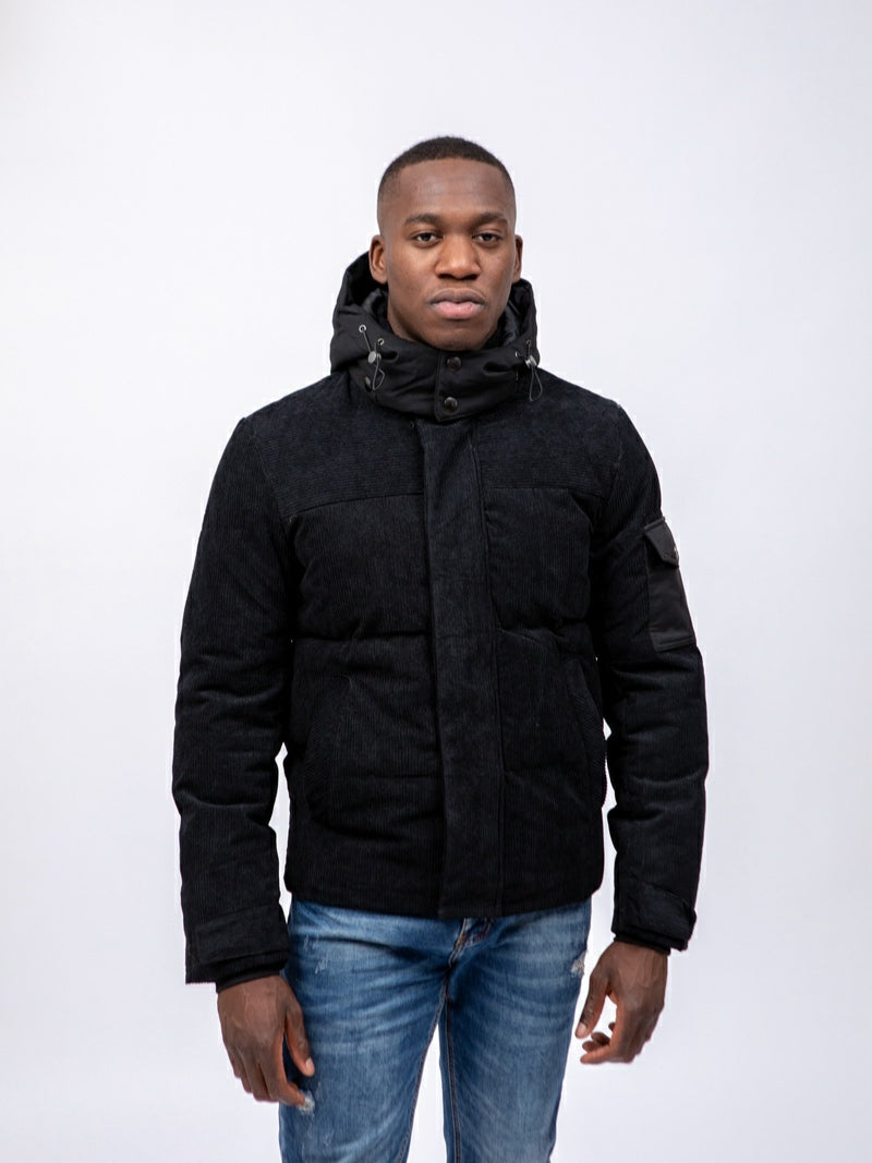 Chaqueta Acolchada Pana Negra