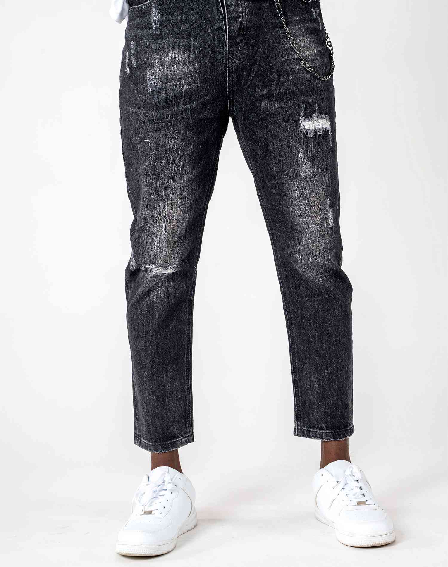 Jeans Negro Regular Fit Cadena
