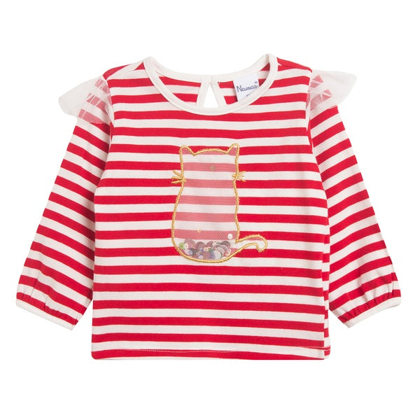 Camiseta Rayas Rojas Gato