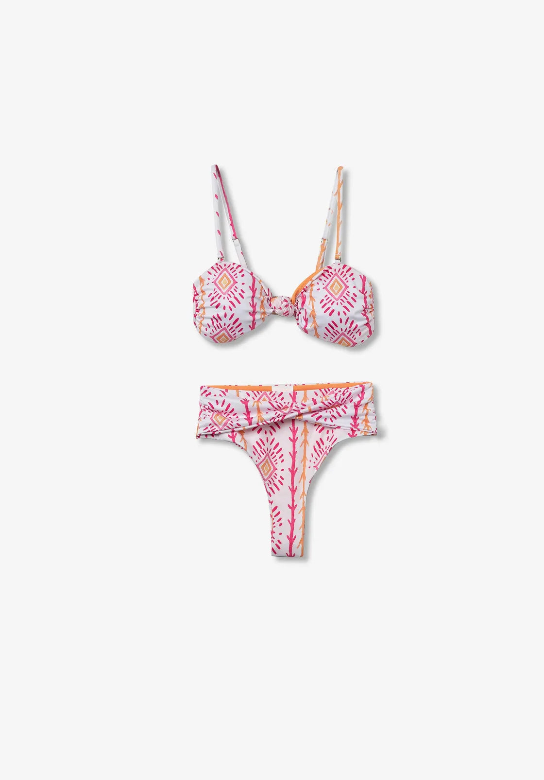 Bikini Bandeau Strawberry Estampado Naranja Nudo