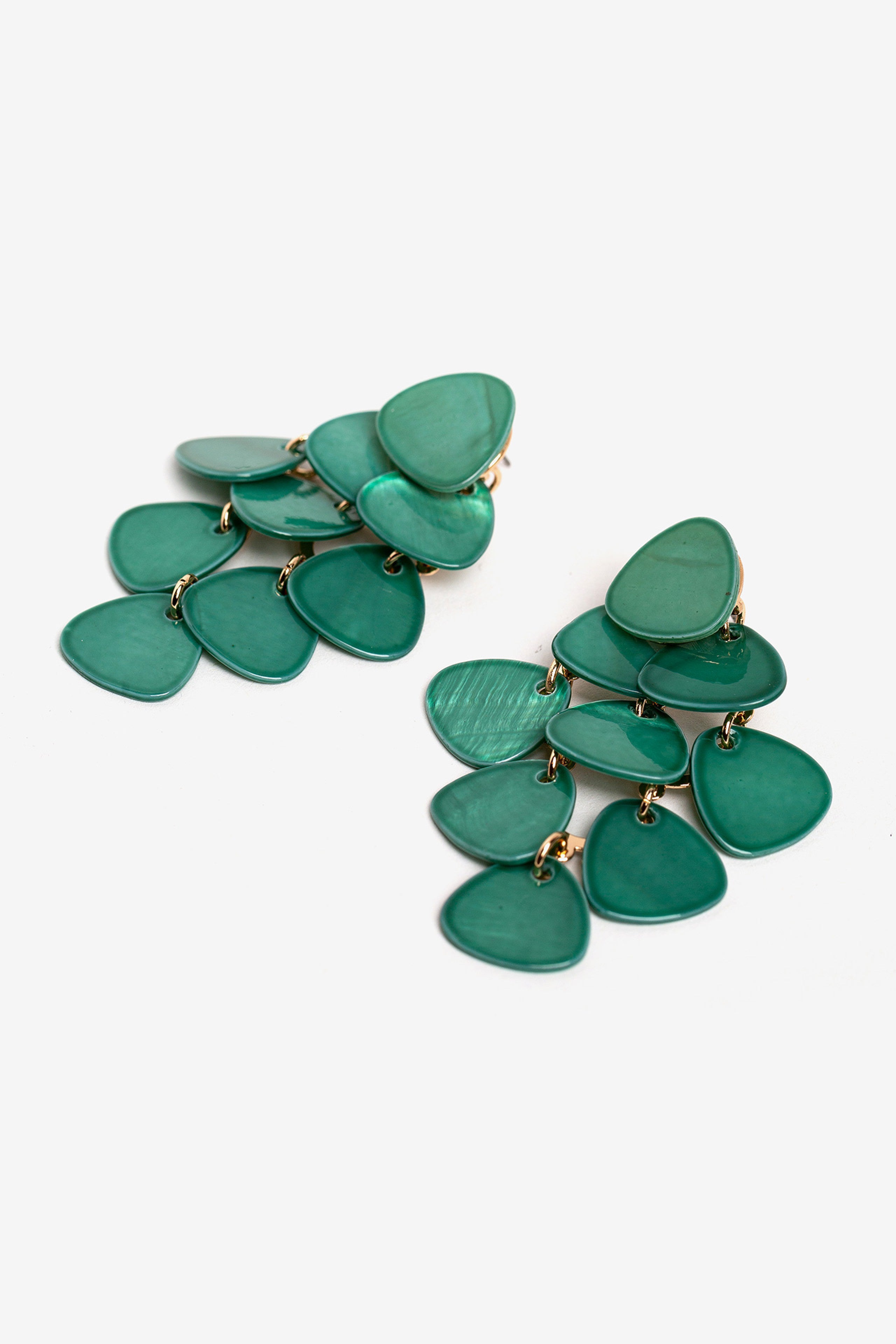 Pendientes Largos de Nácar Verde 8644