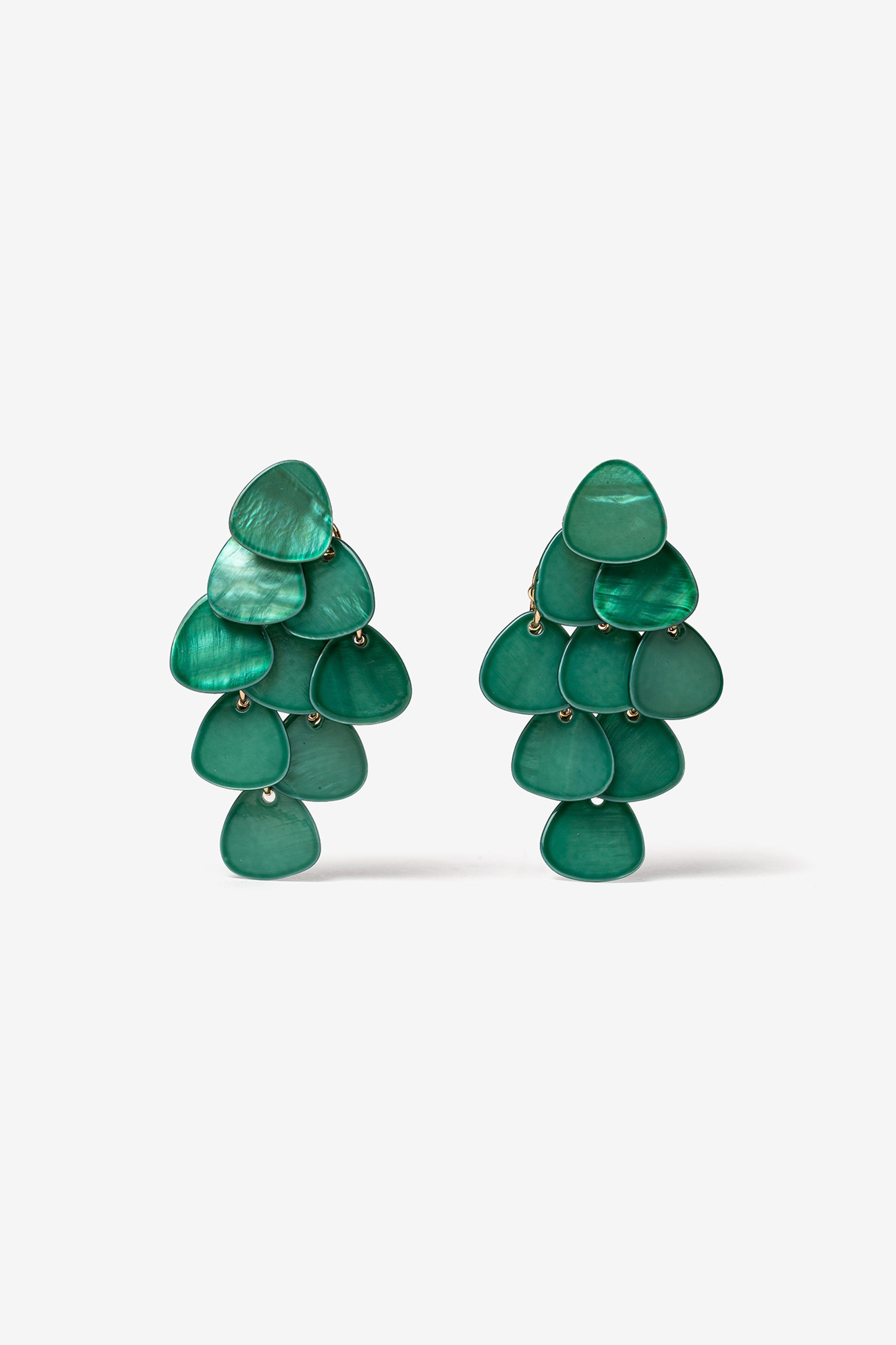 Pendientes Largos de Nácar Verde 8644