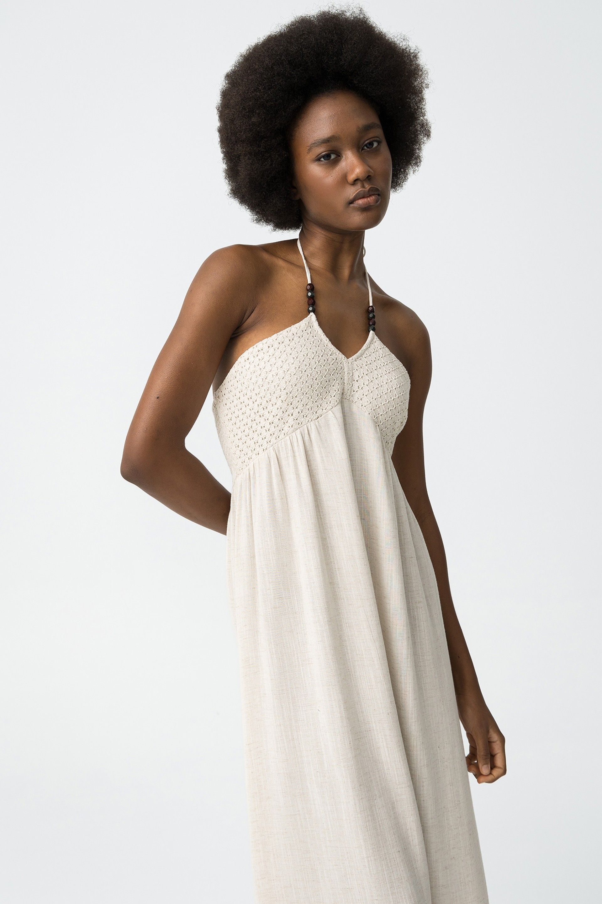 Vestido Halter Cecilia Beige