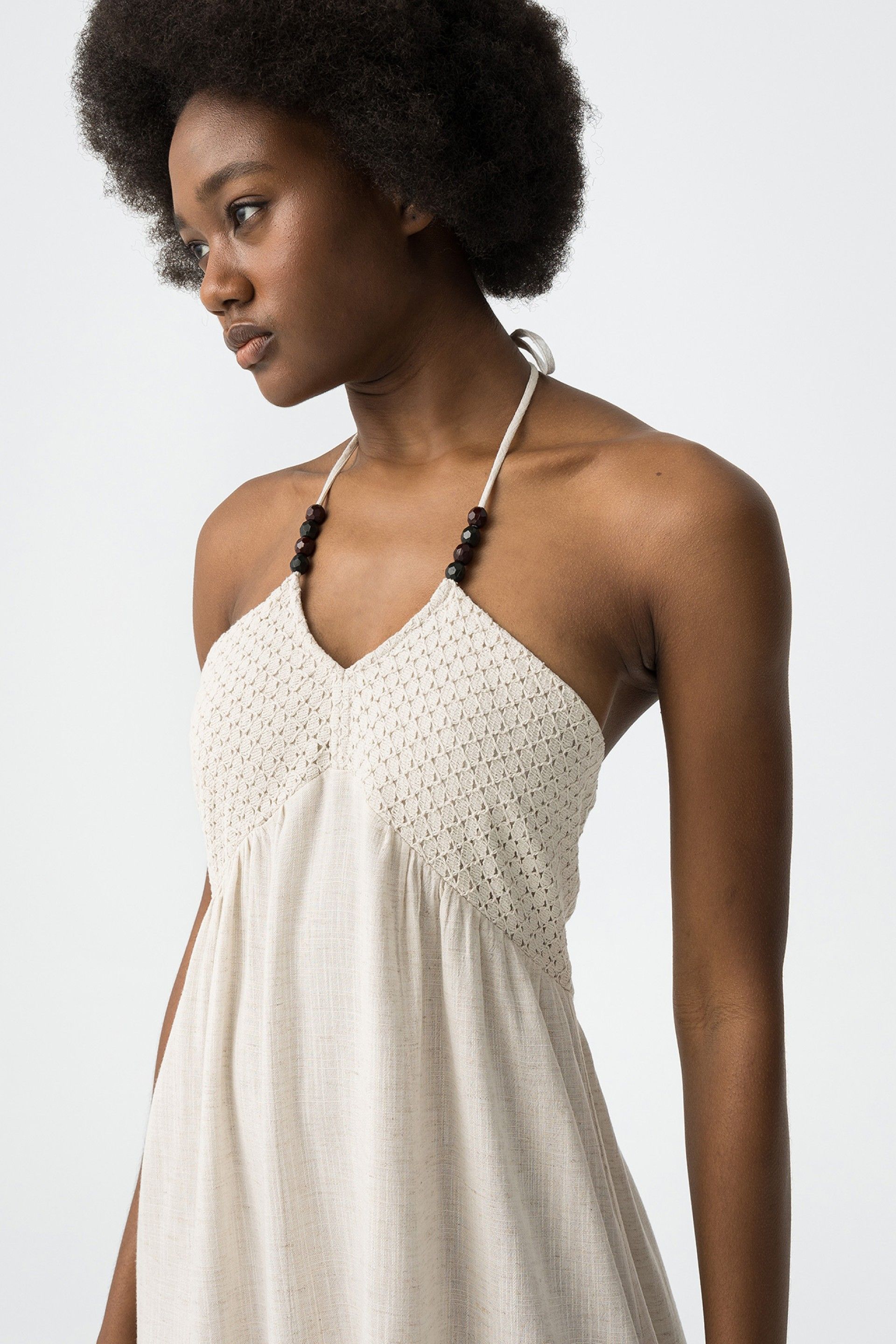 Vestido Halter Cecilia Beige