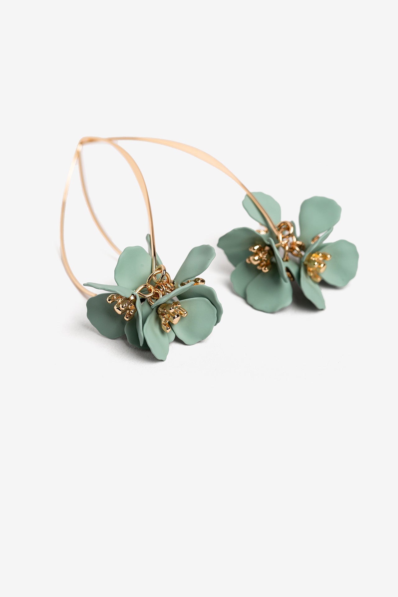 Pendientes Flores Verde Agua 7057