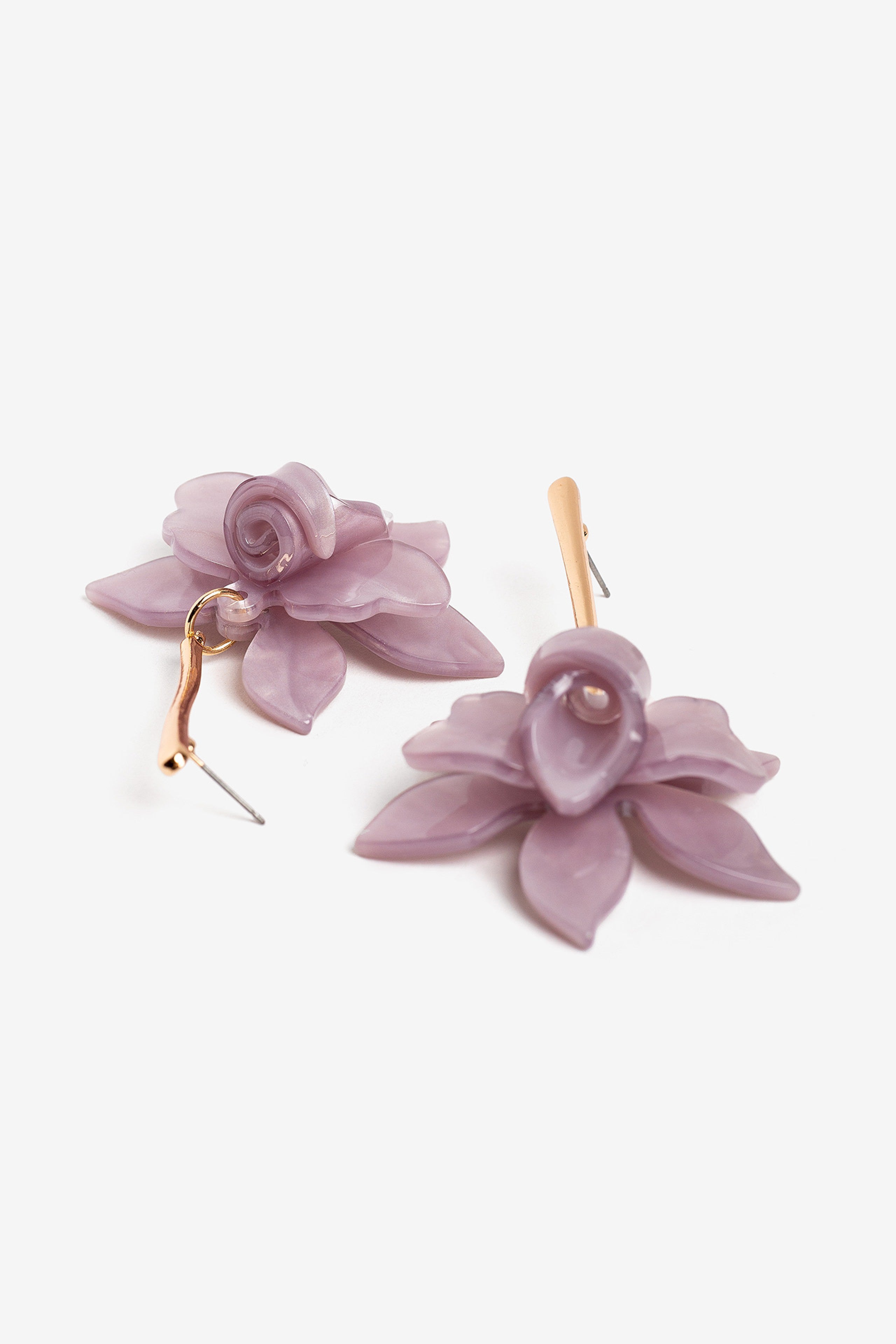 Pendientes Colgantes Flor Lila 8707