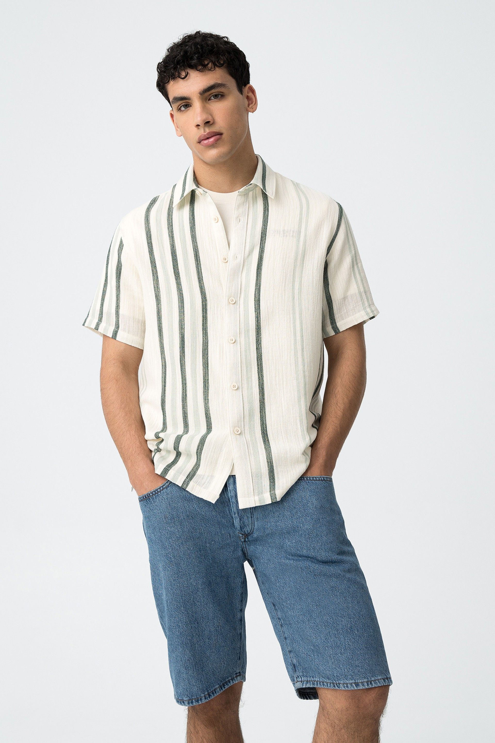Camisa Meridian Rayas Verdes
