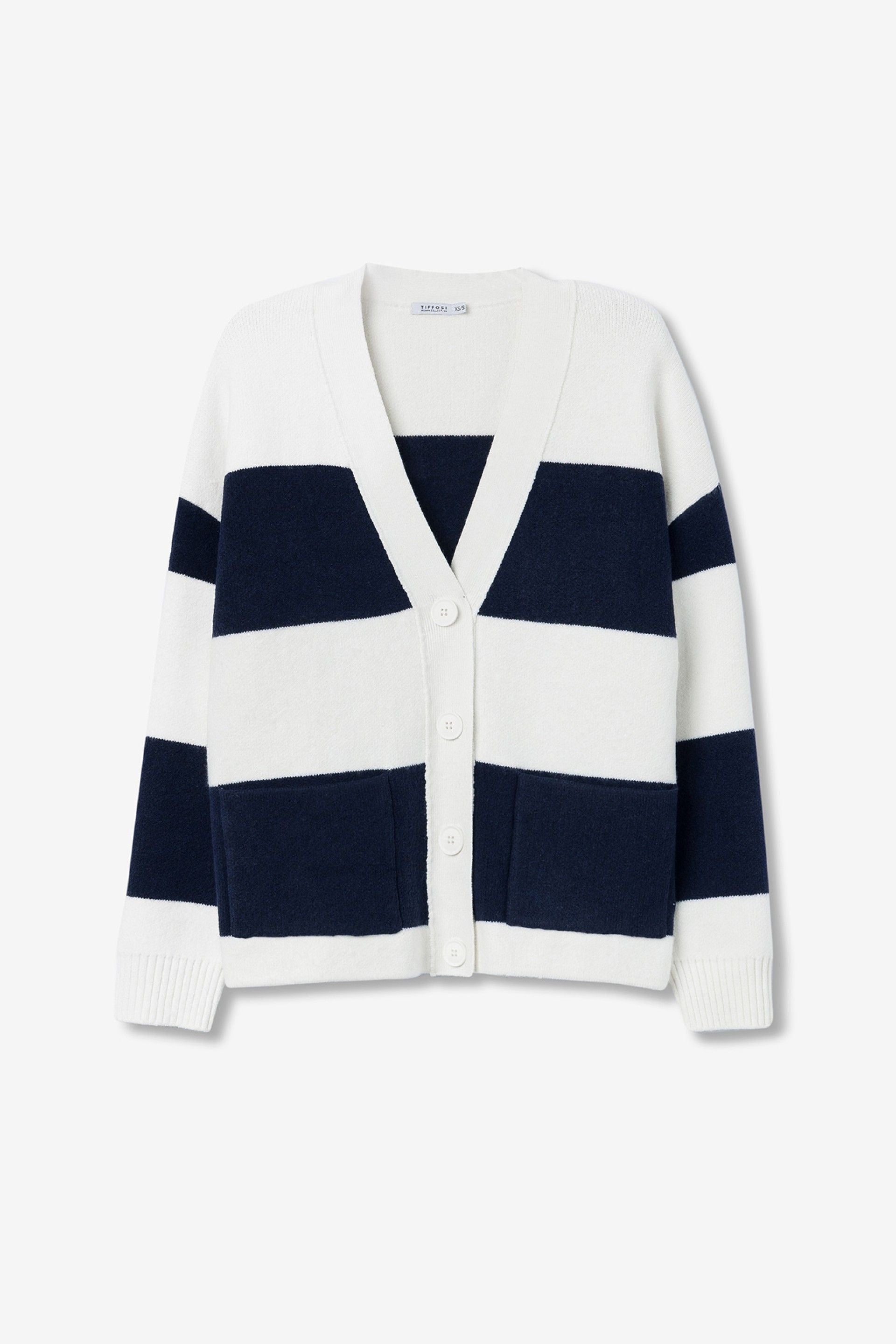 Cárdigan Bold Marino/Blanco