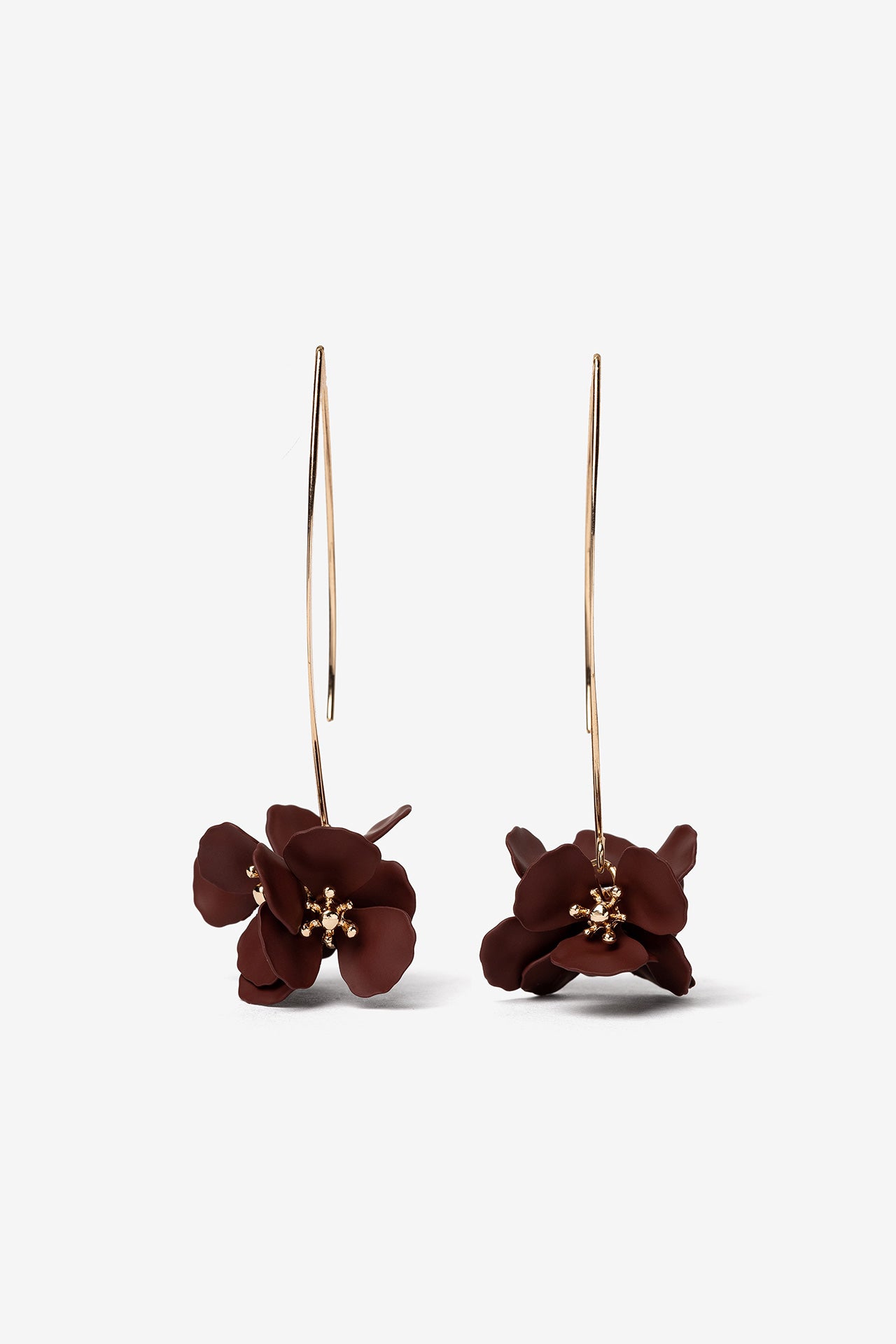 Pendientes Flor Colgante Burdeos