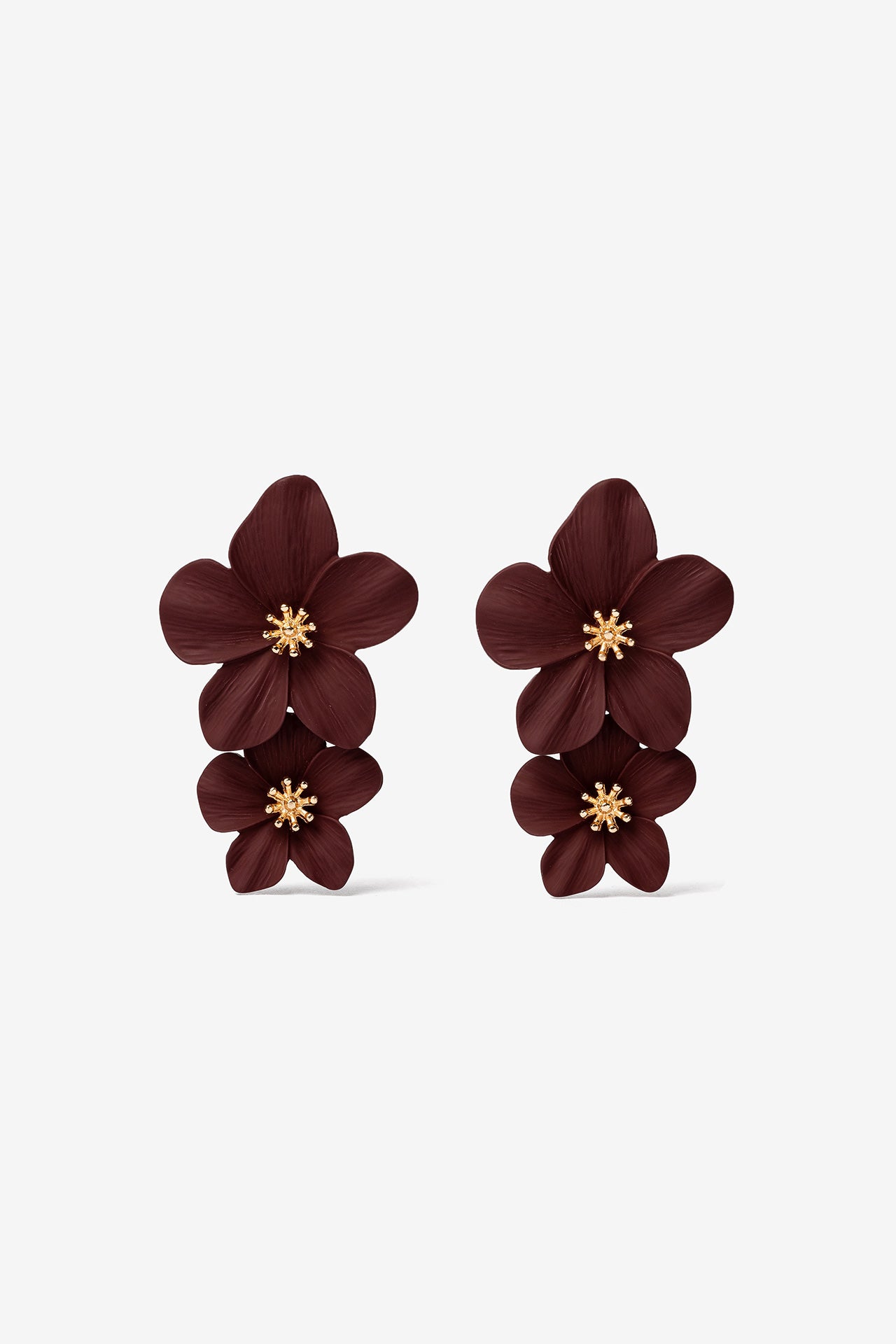 Pendientes Florales Burdeos