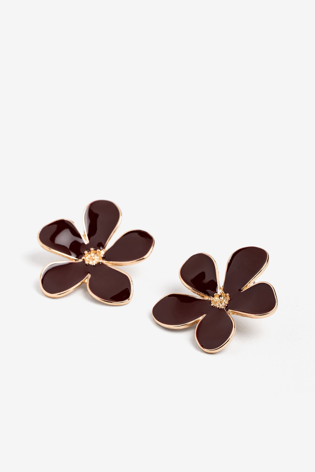 Pendientes Flor Vinca Burdeos