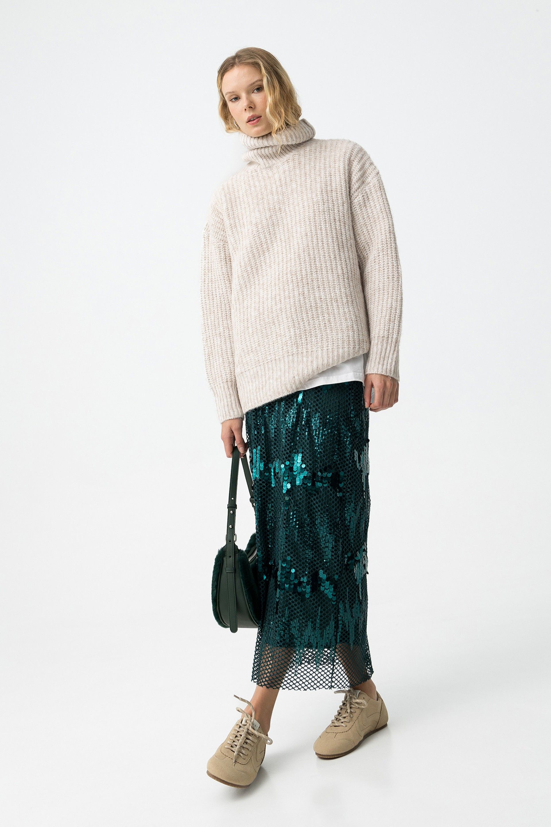 Falda Lentejuelas Brilho Verde