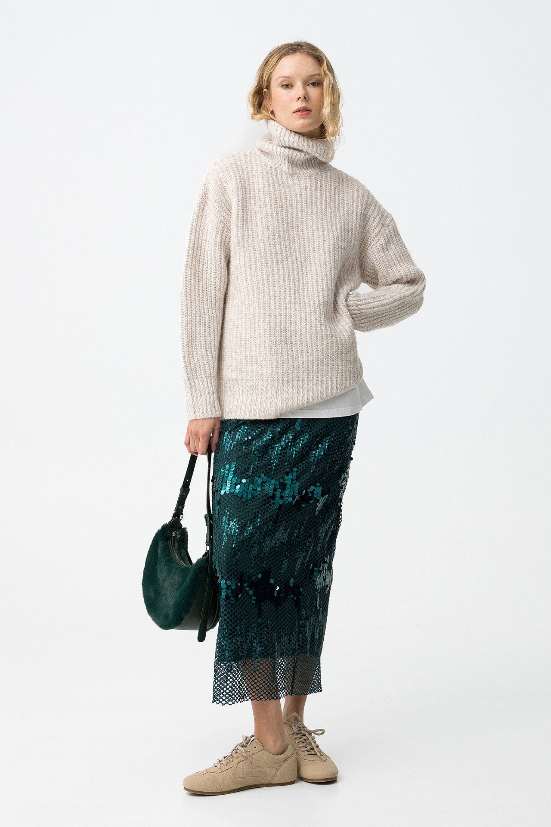 Falda Lentejuelas Brilho Verde