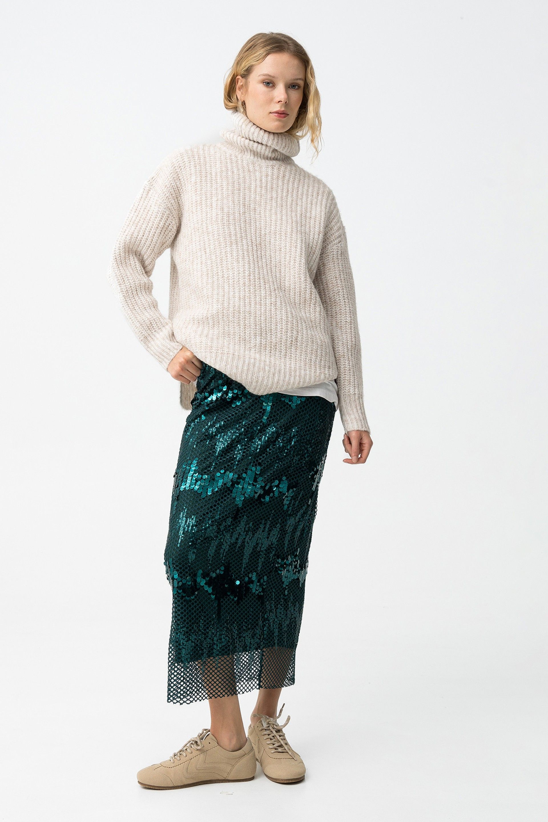 Falda Lentejuelas Brilho Verde