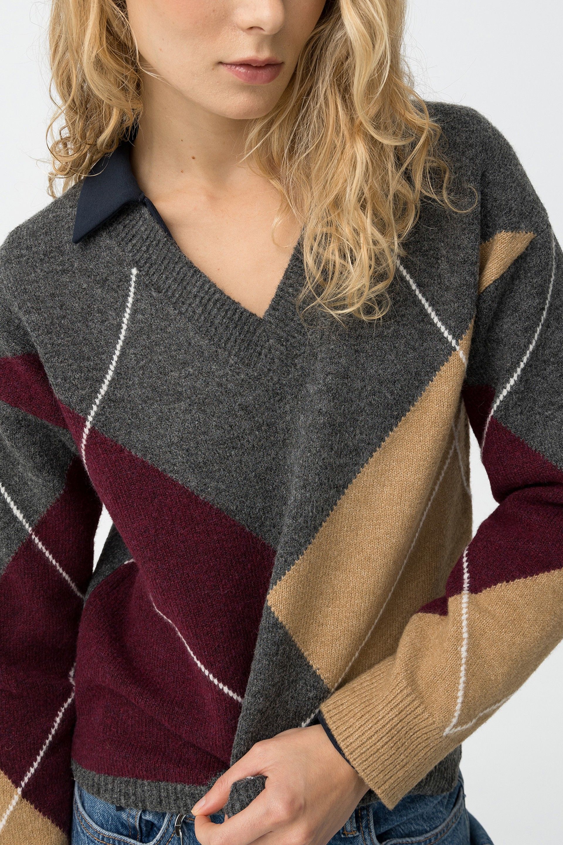 Jersey Rombos Preppy Gris