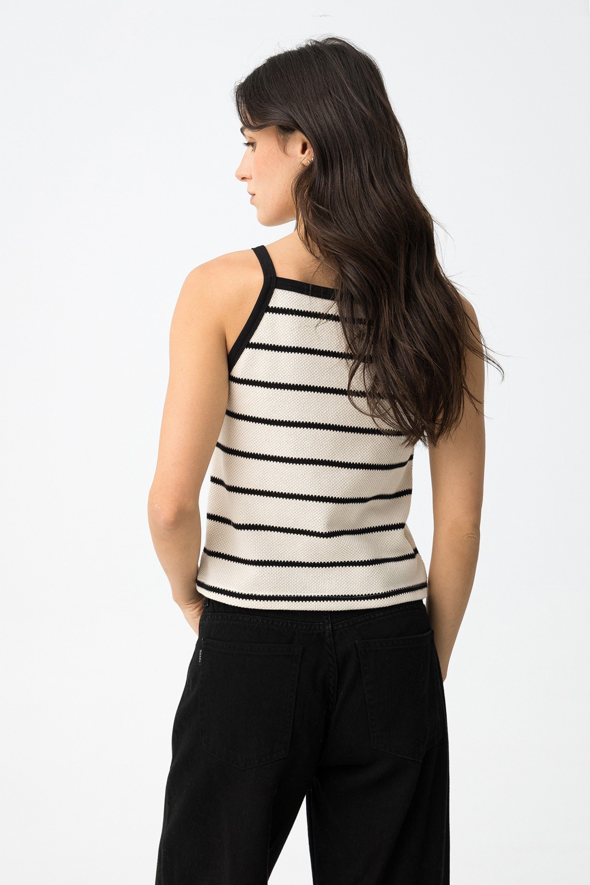 Cárdigan + Top Harlow Beige Rayas