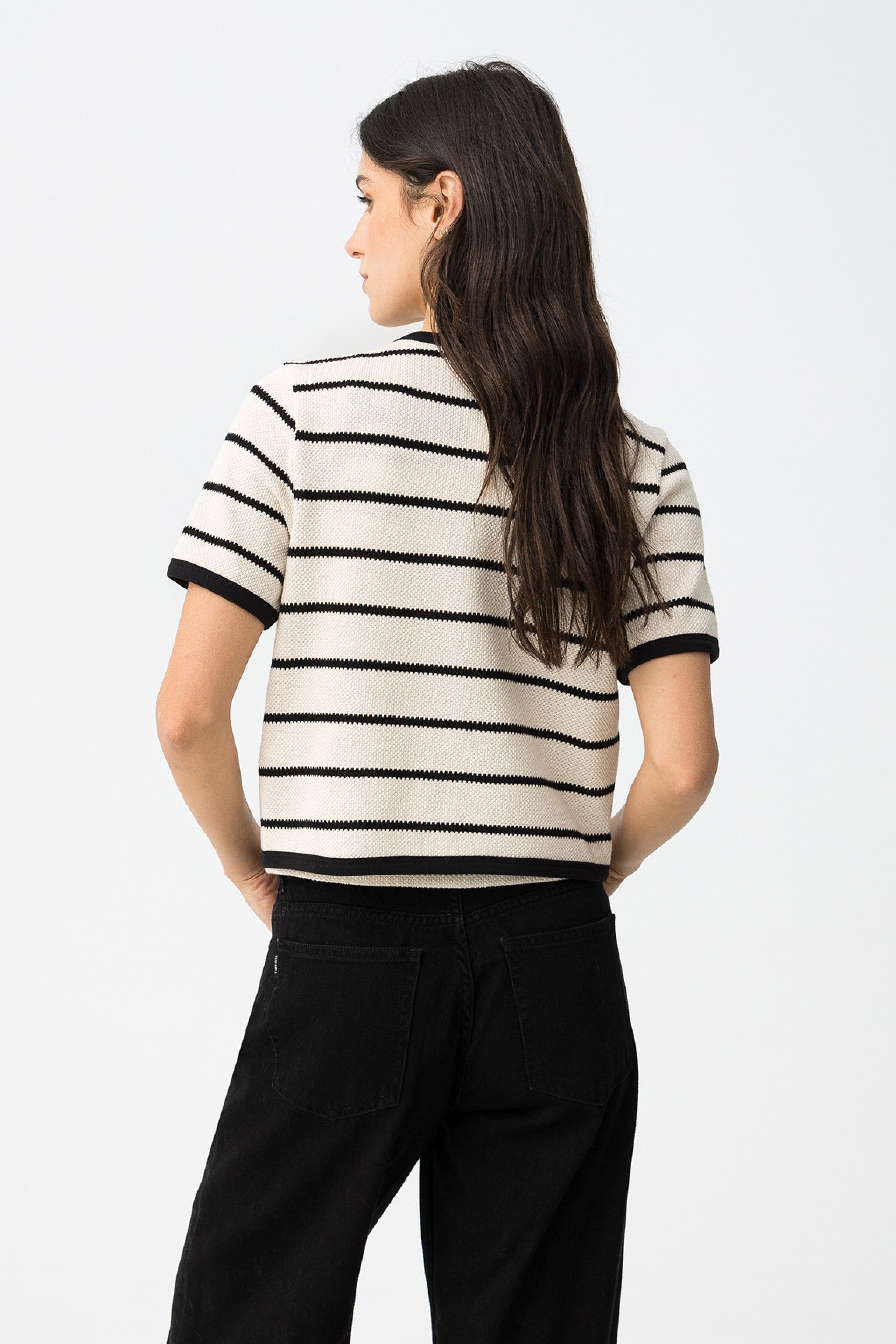 Cárdigan + Top Harlow Beige Rayas