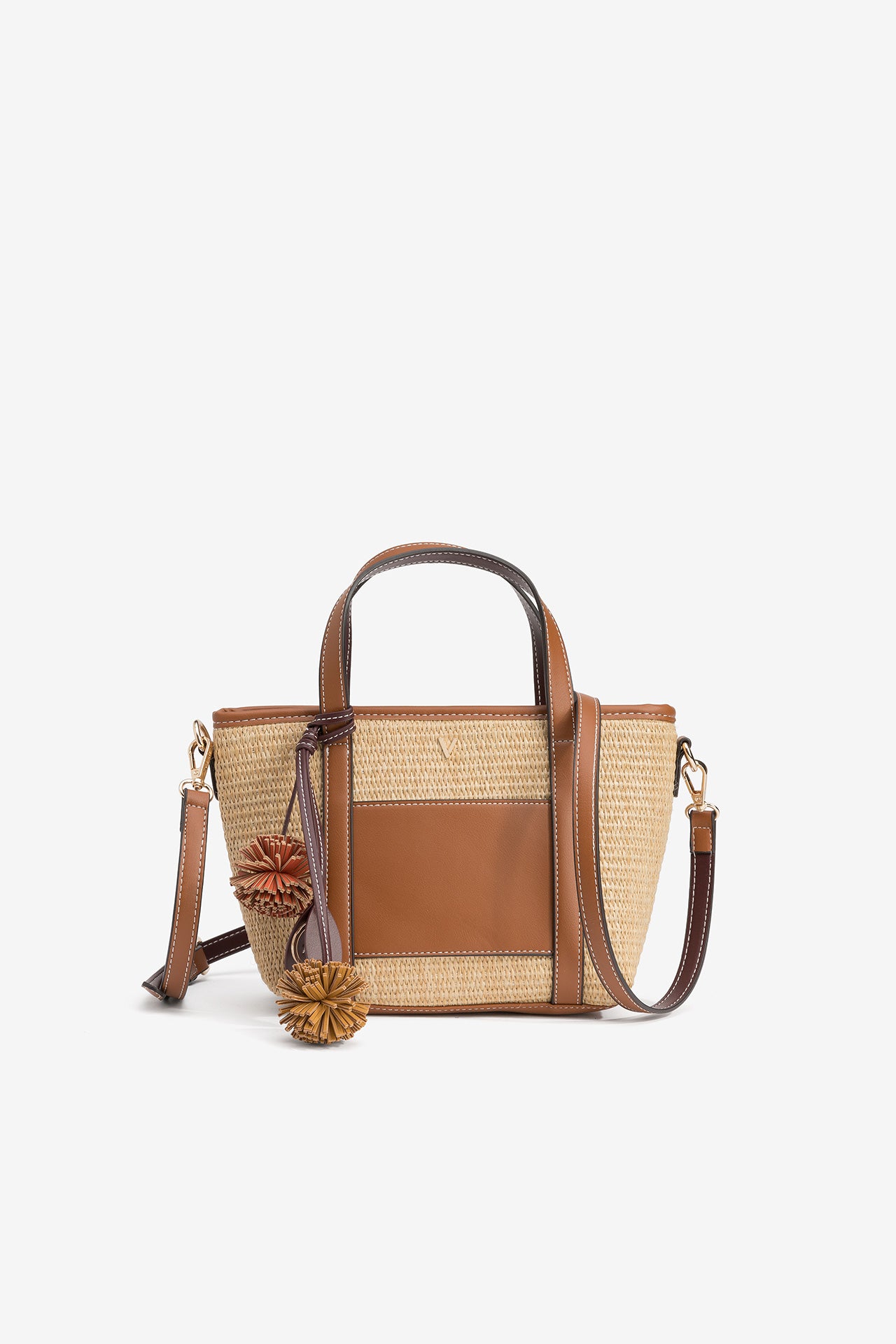 Bolso Rafia Beige Pompones 4991