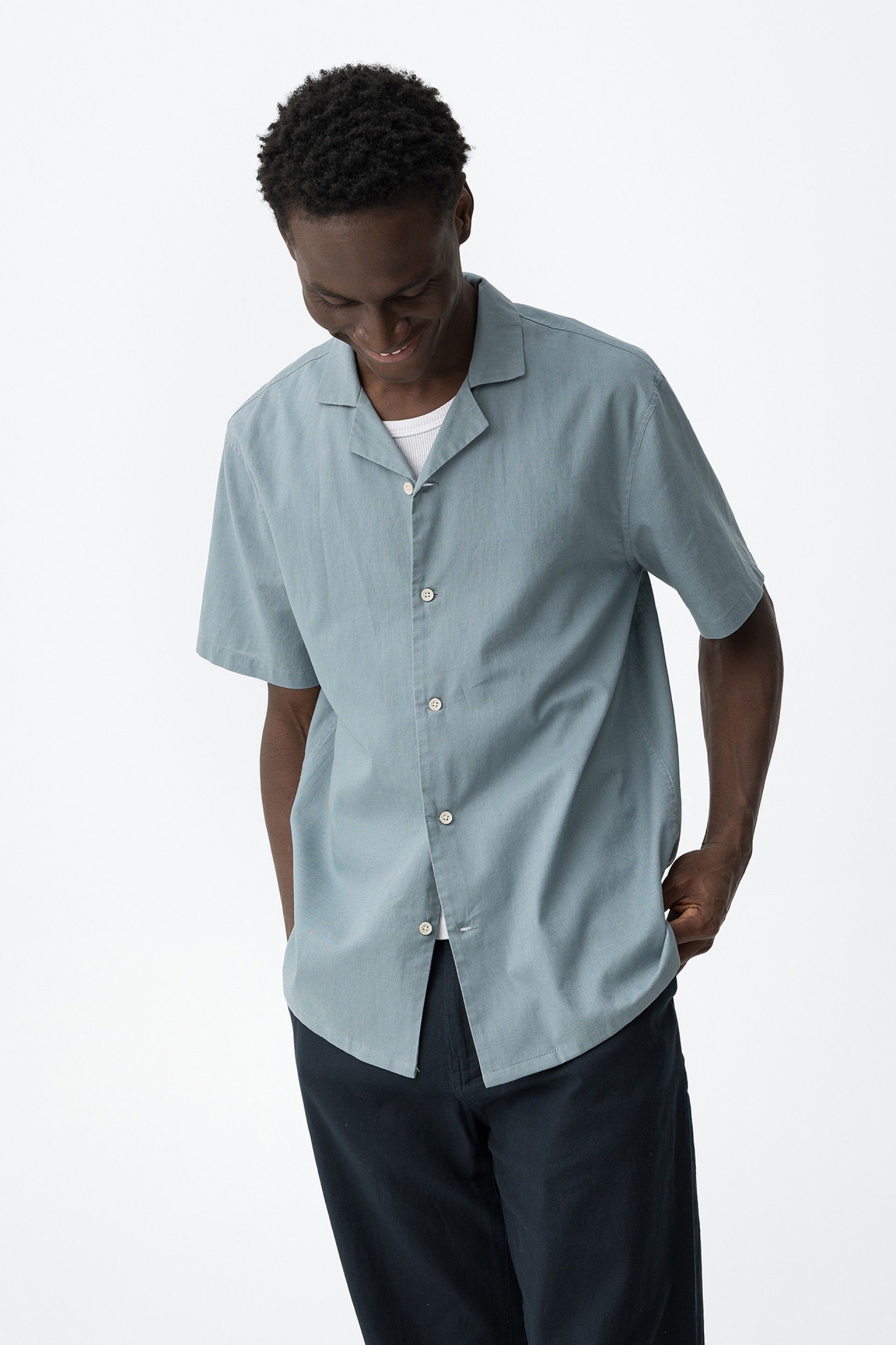 Camisa Lino Matthew Azul