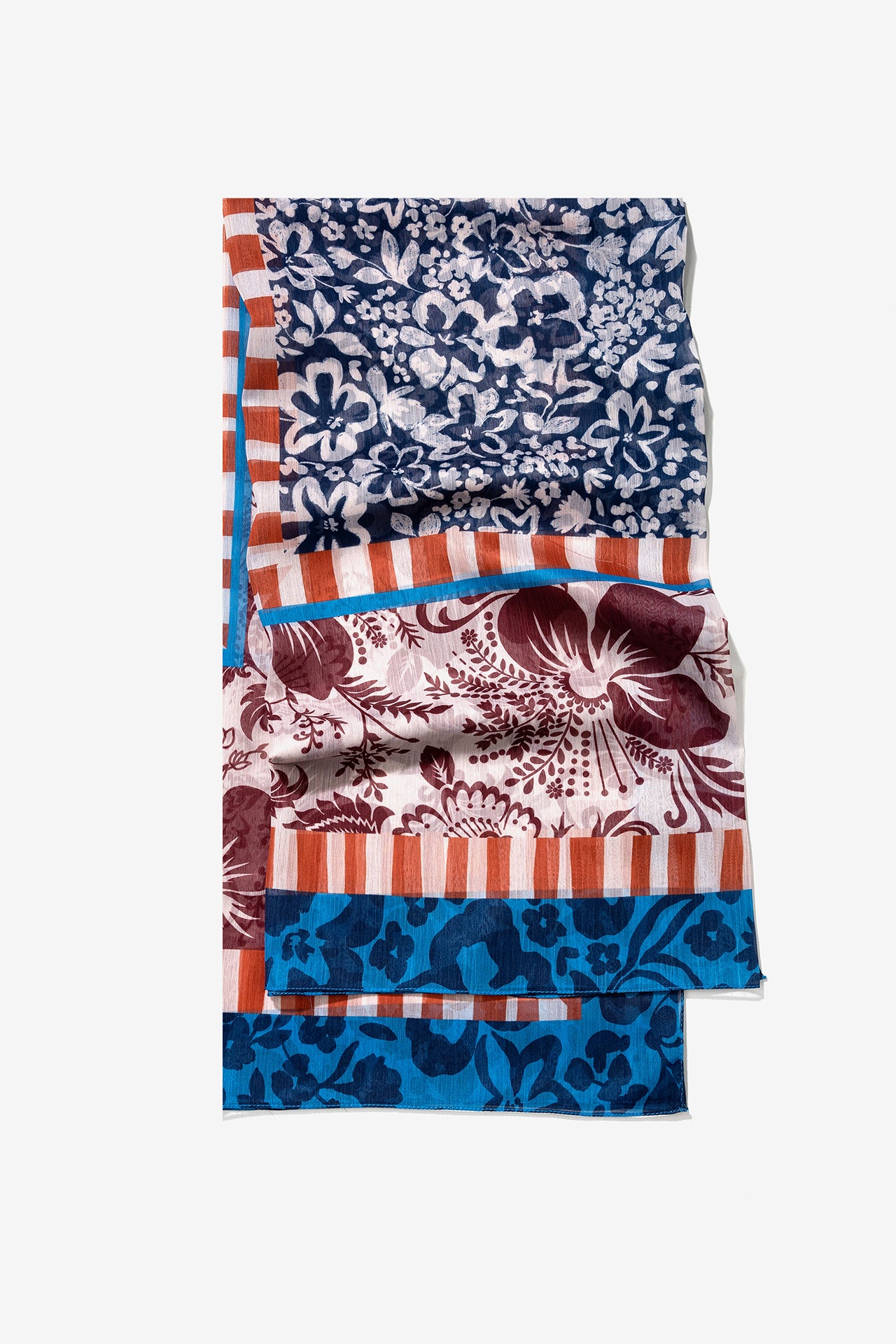 Pañuelo Grande Floral Azul/Teja 2687