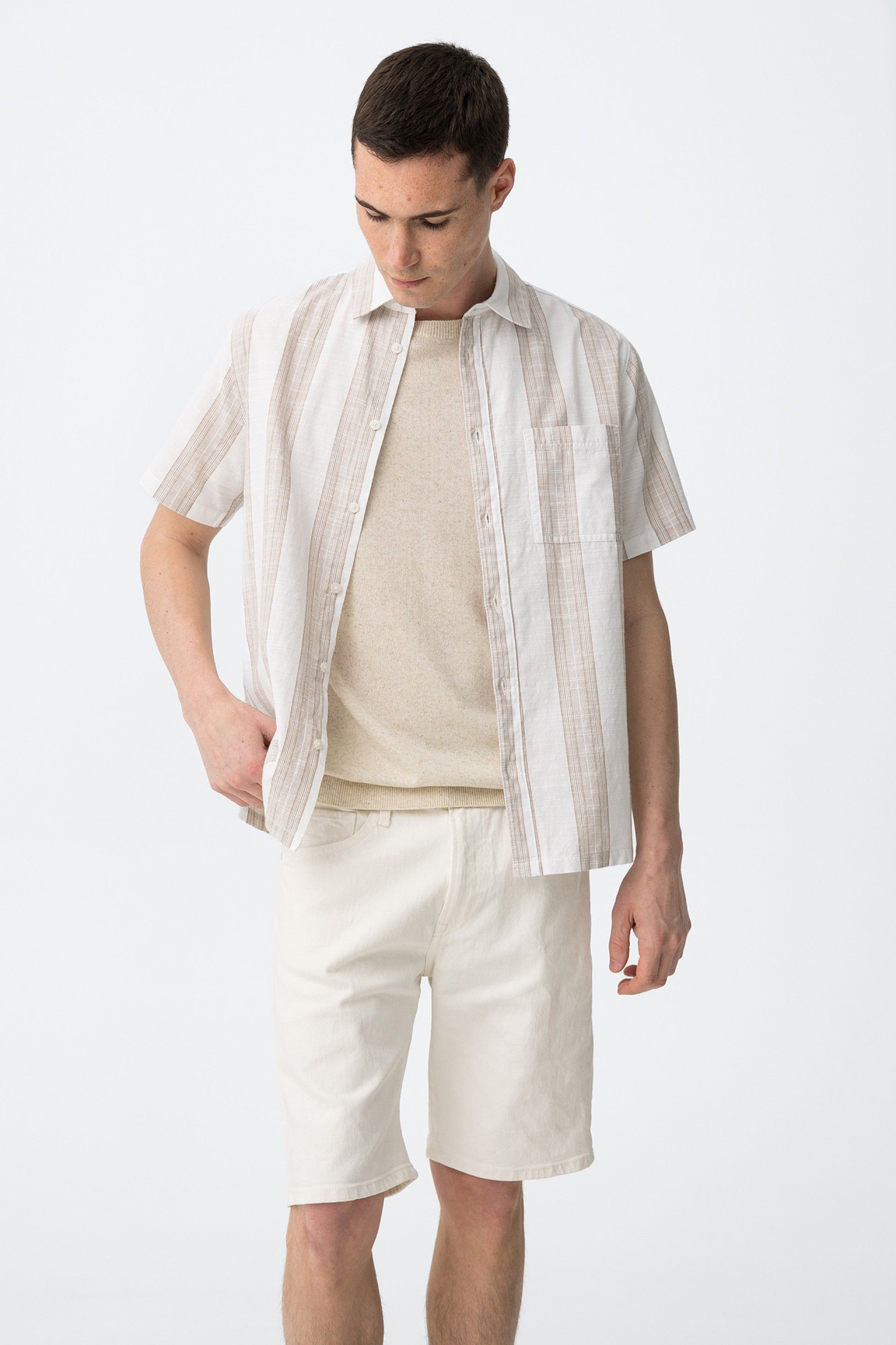 Camisa Mauritz Rayas Beige