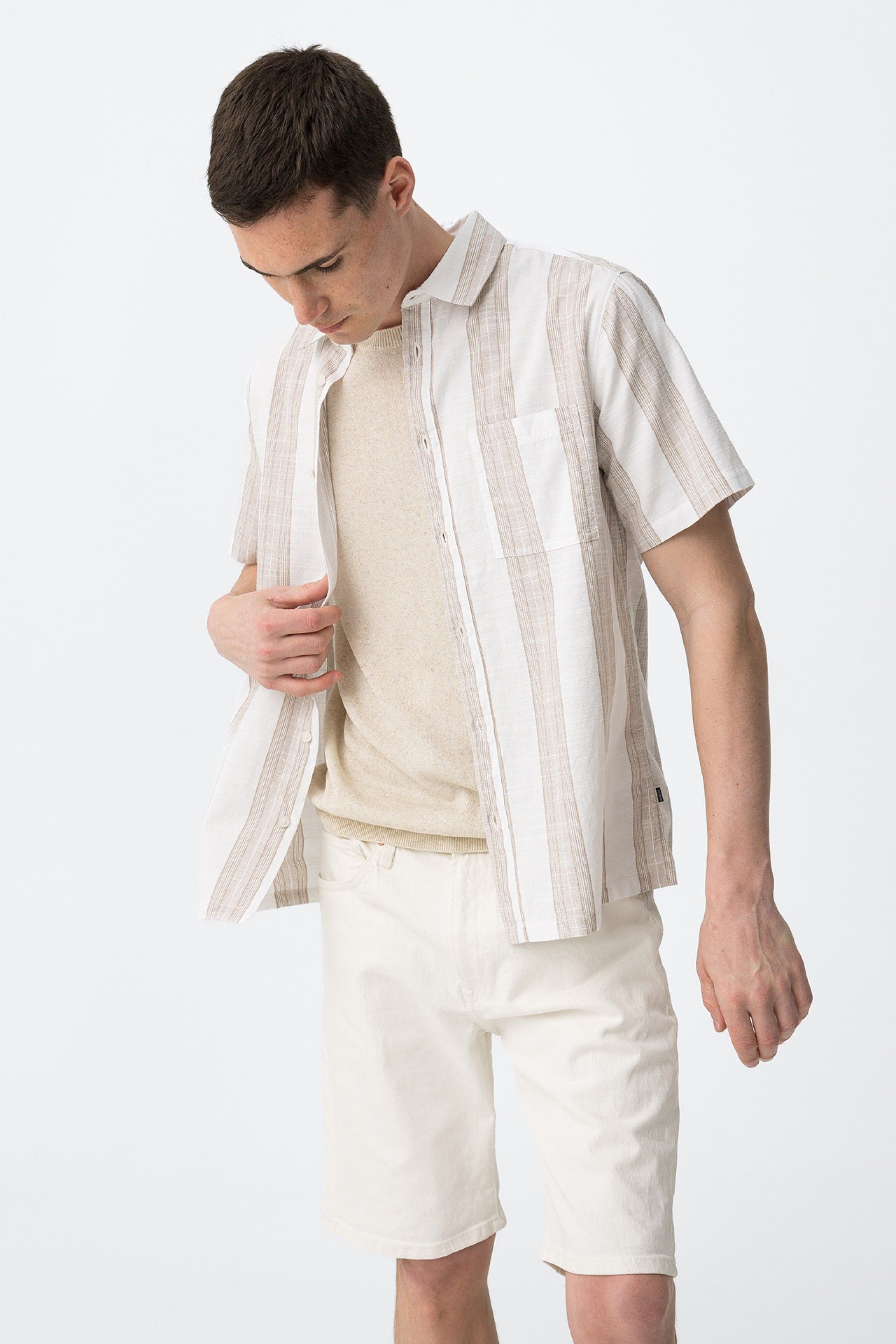 Camisa Mauritz Rayas Beige