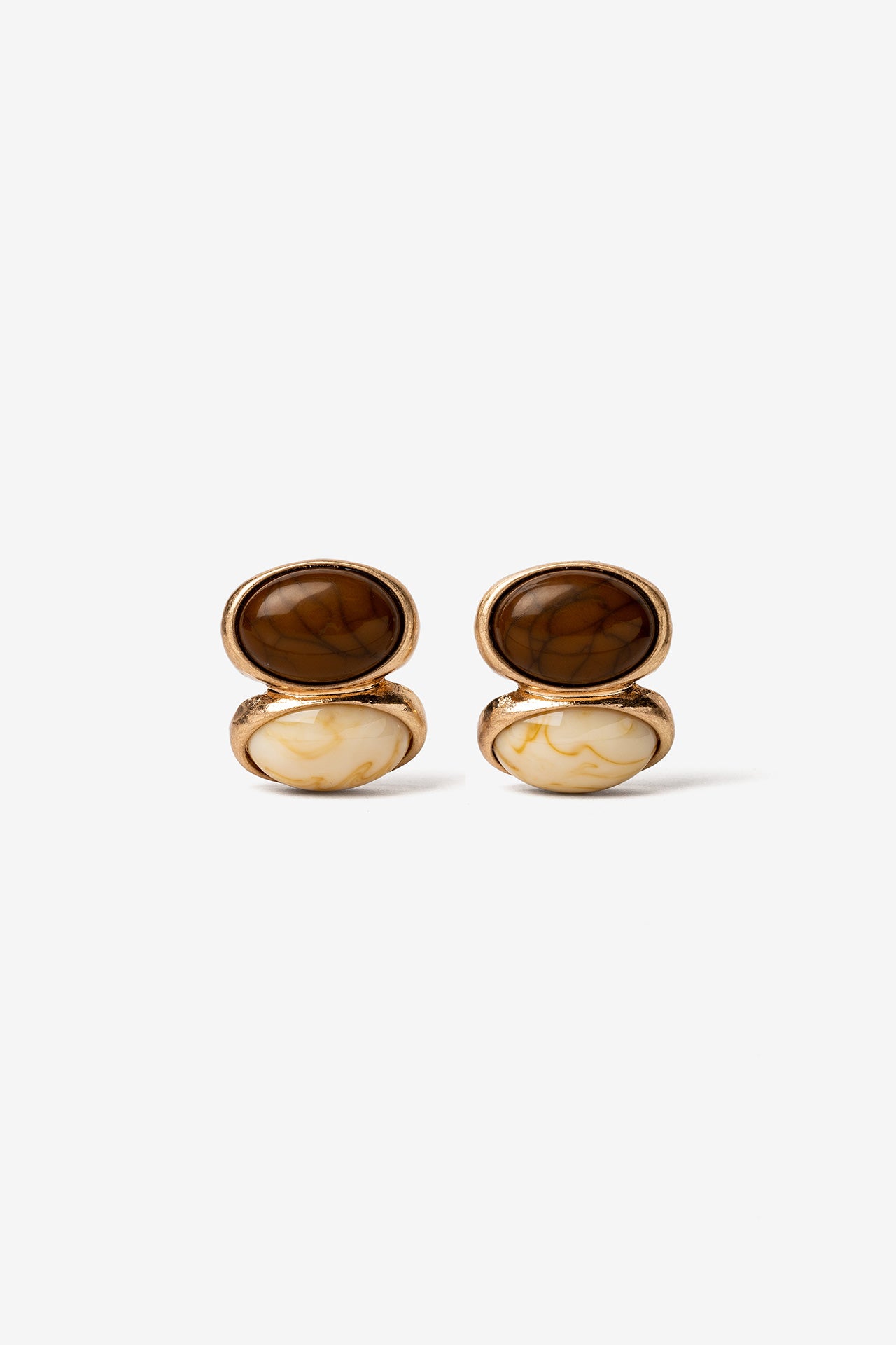 Pendientes Piedras Ovaladas Marrón 9878