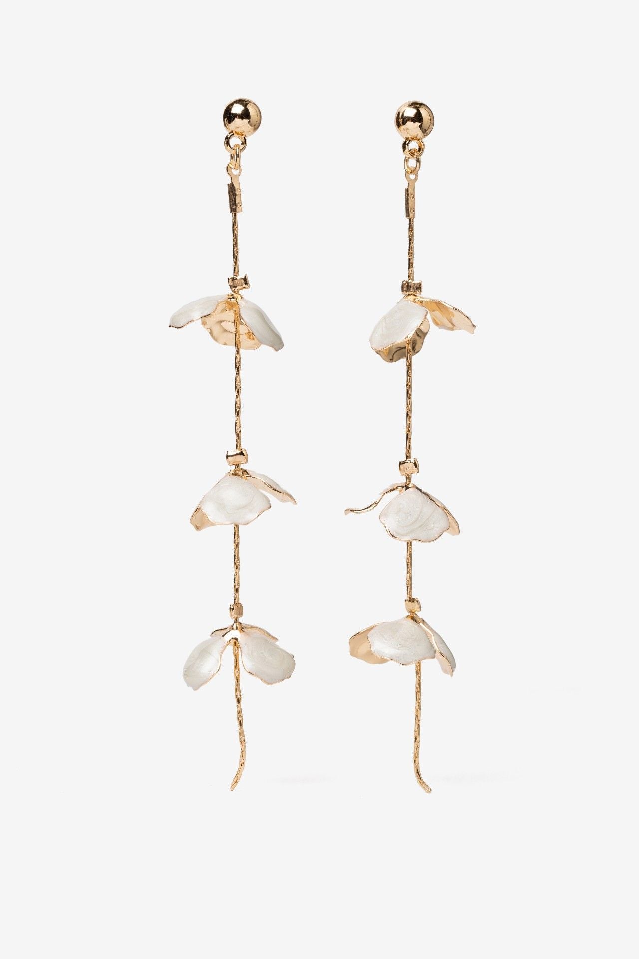 Pendientes Largos Dorado/Blanco 10499