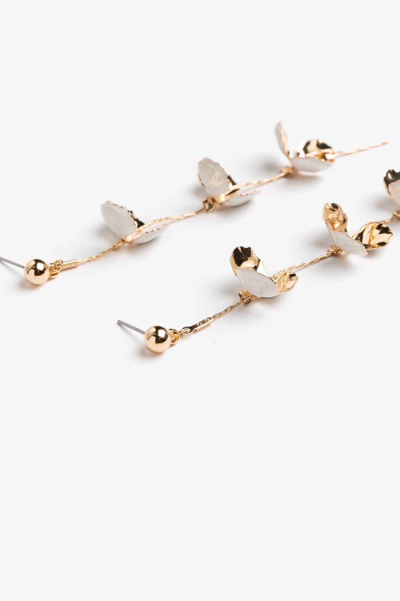 Pendientes Largos Dorado/Blanco 10499