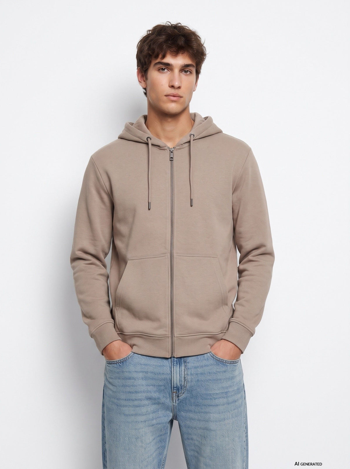 Sudadera Cremallera James Beige