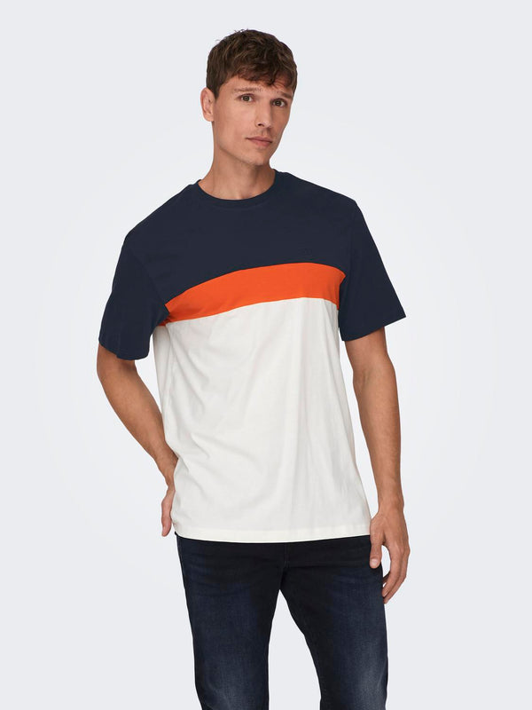 Camiseta Tricolor Azul/Naranja