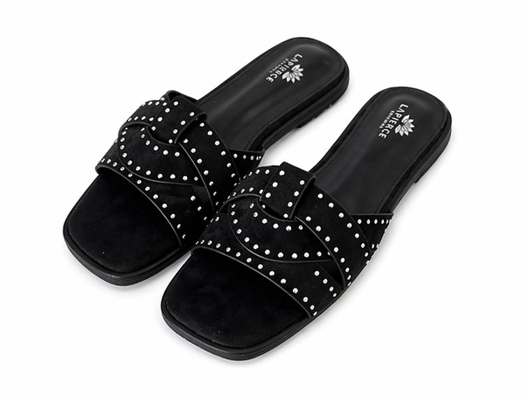 Sandalia Negra Ante Tachuelas