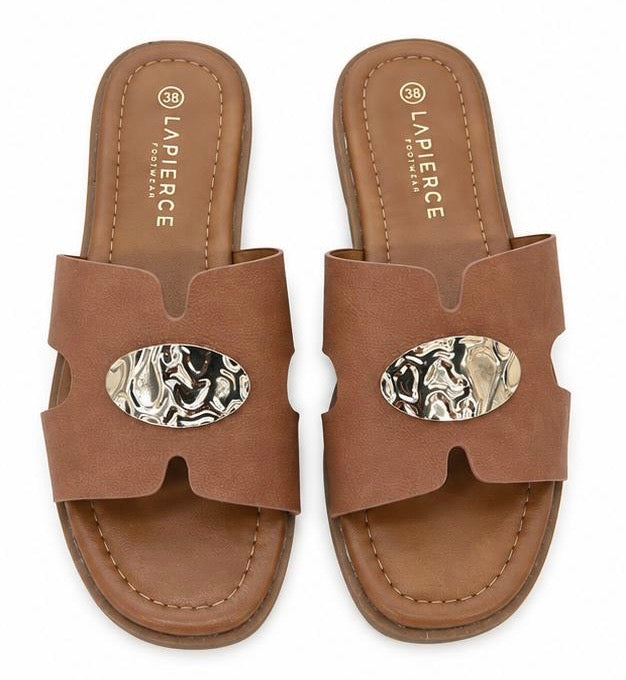 Sandalias Camel Detalle Dorado