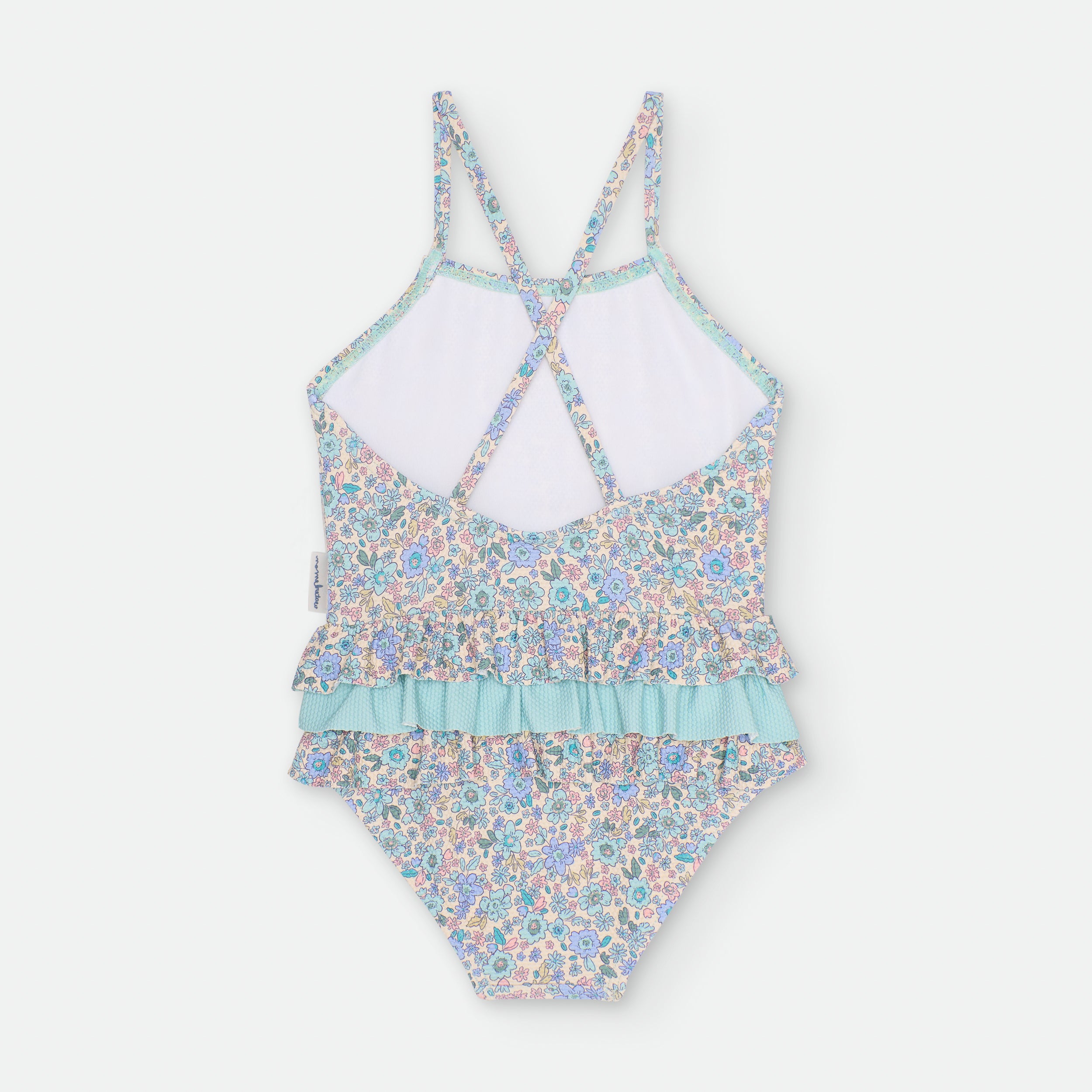 Bañador Volantes Flores Azul