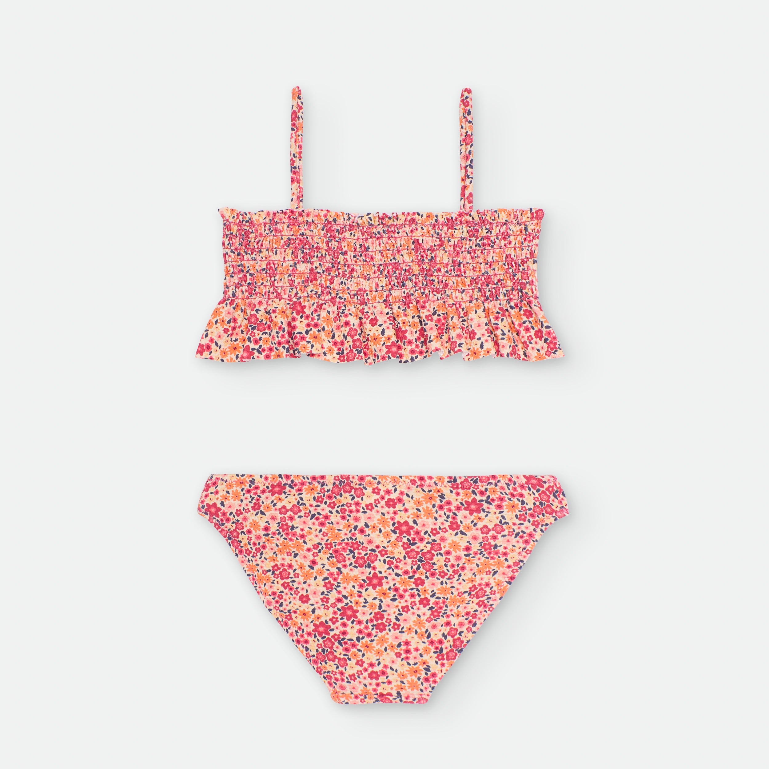 Bikini Flores Rojo/Naranja Niña