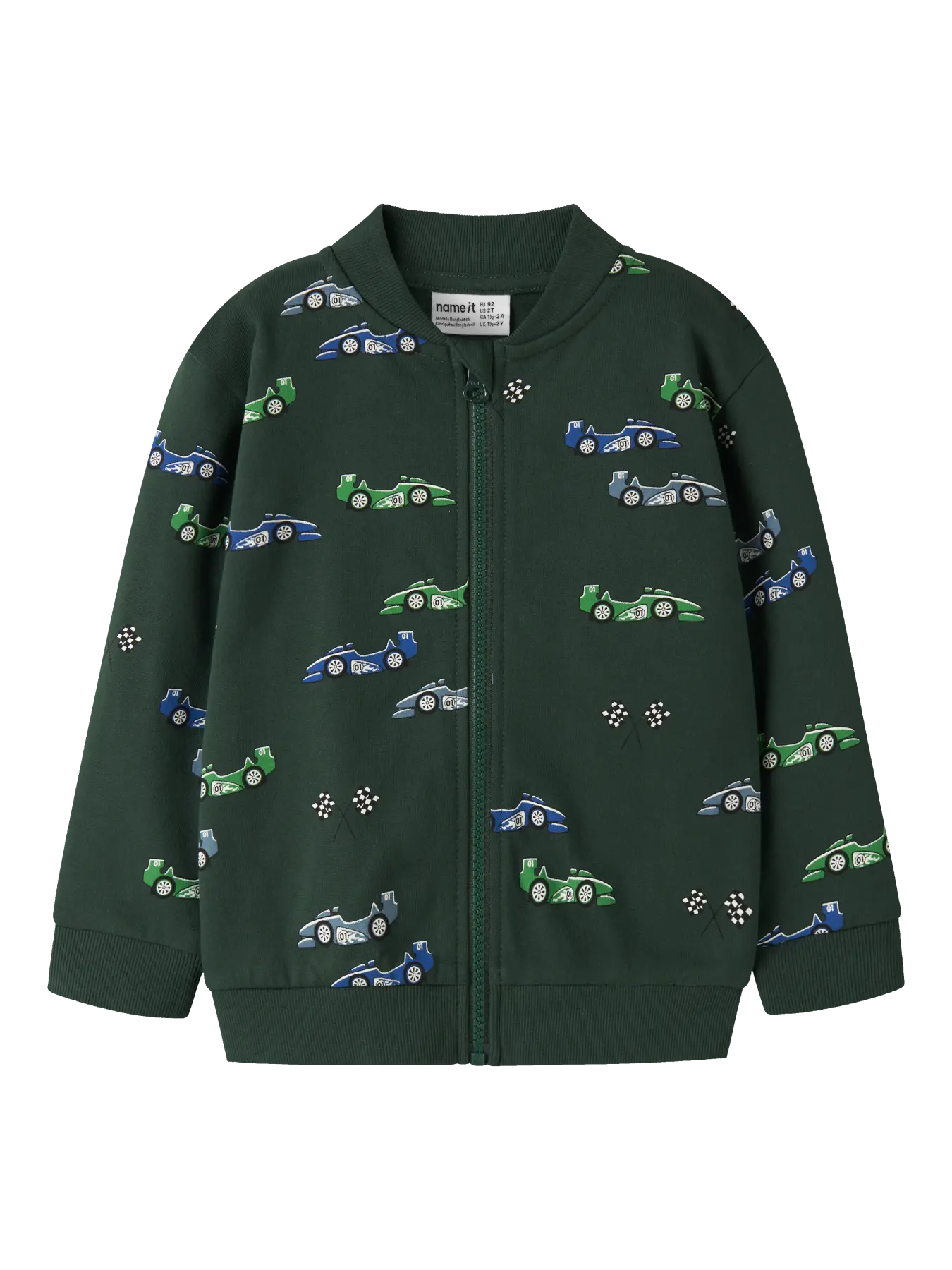 Sudadera Cremallera Coches Verde Mini
