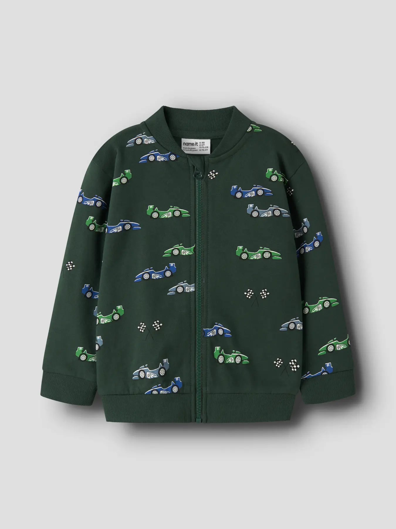 Sudadera Cremallera Coches Verde Mini