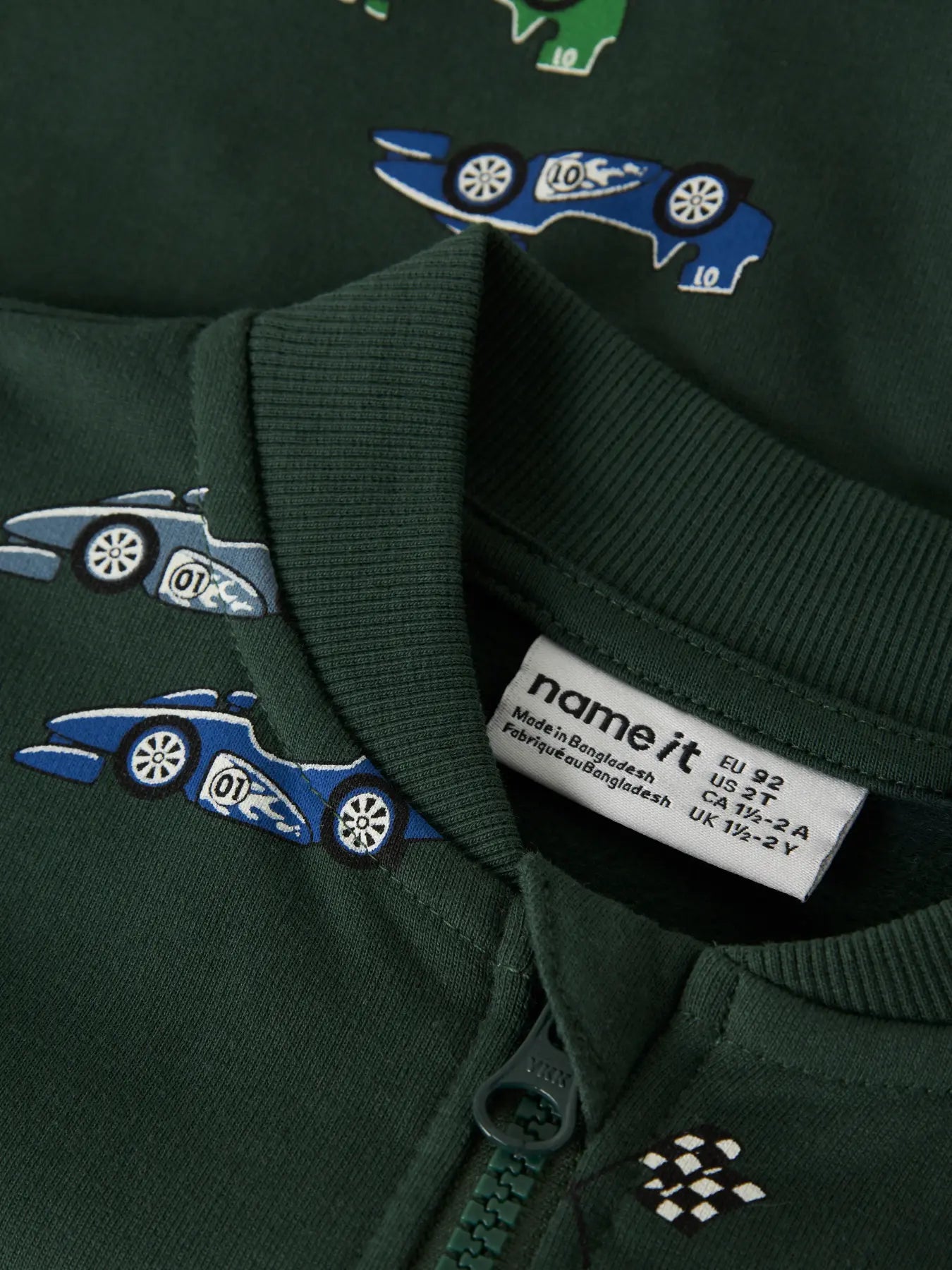 Sudadera Cremallera Coches Verde Mini