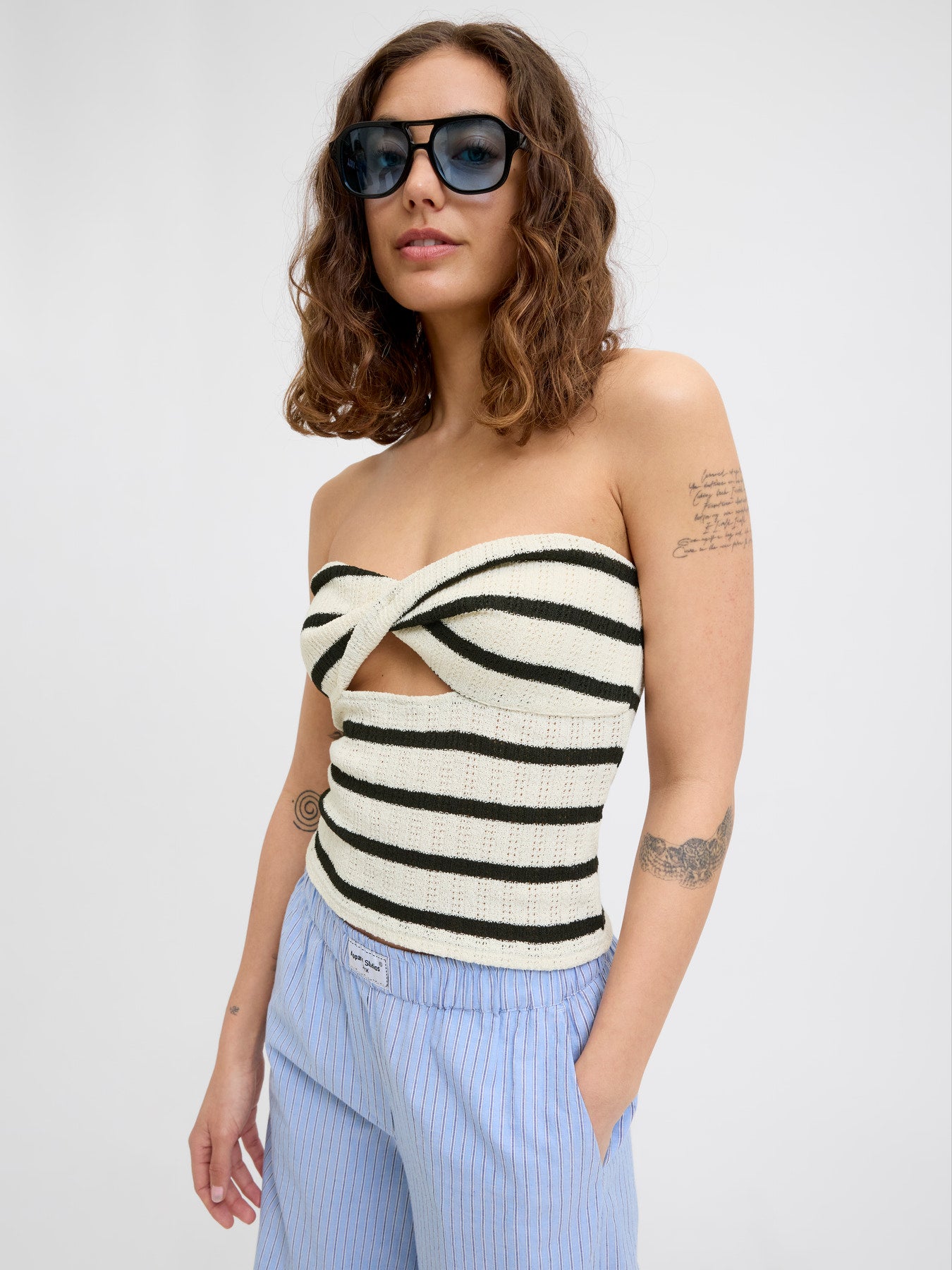 Top Bandeau Rayas Negras