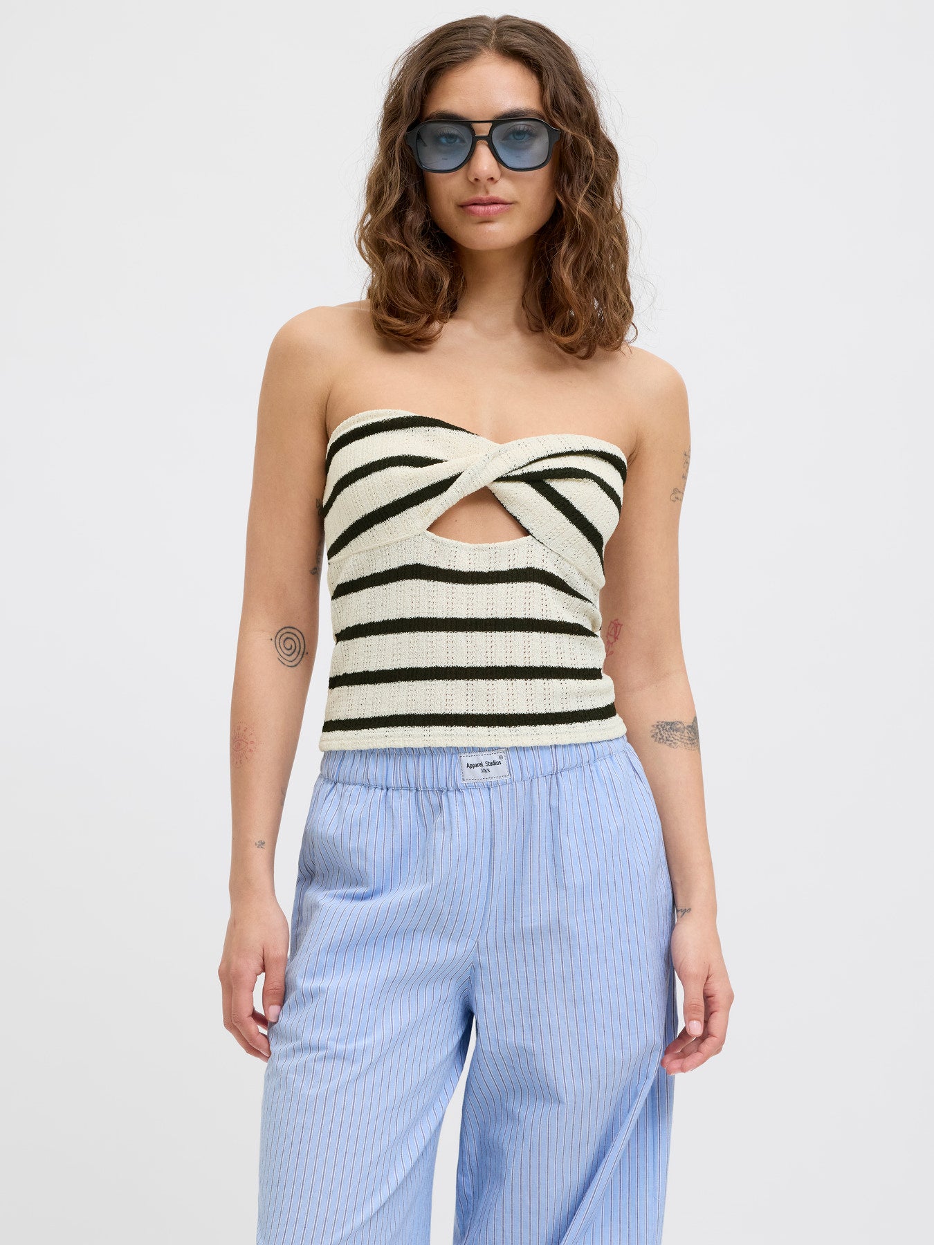 Top Bandeau Rayas Negras
