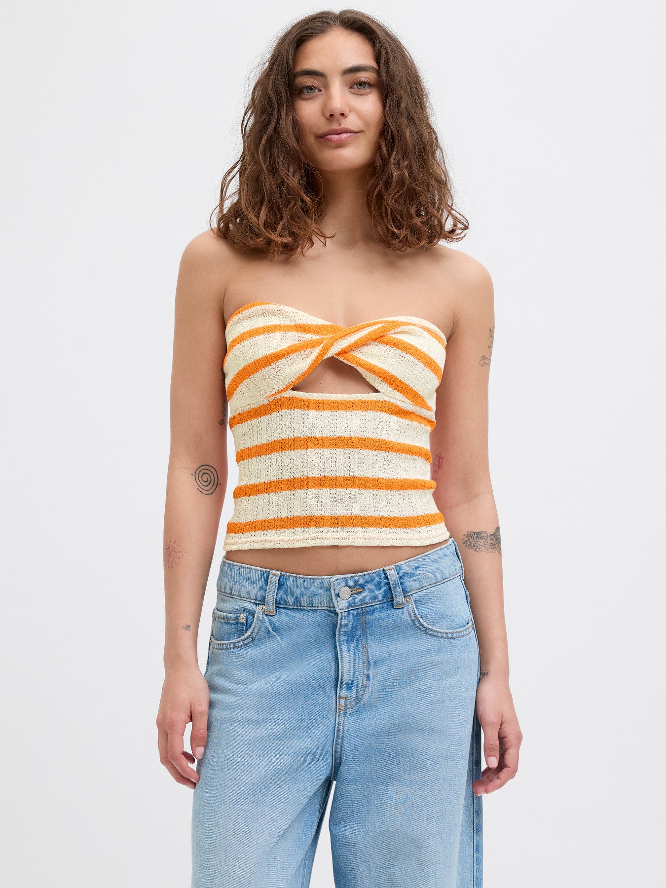 Top Bandeau Rayas Naranja