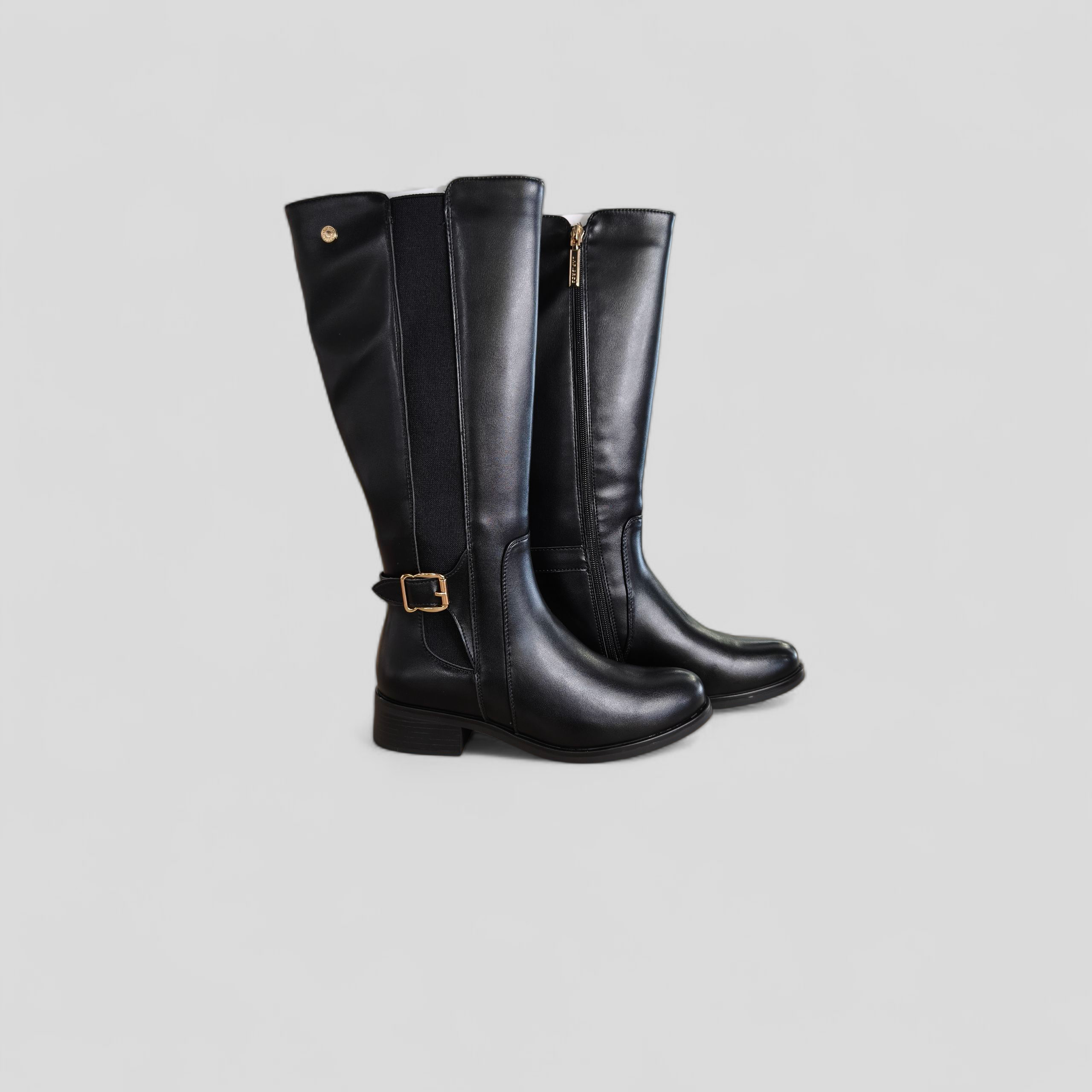 Bota Alta Plana Negra