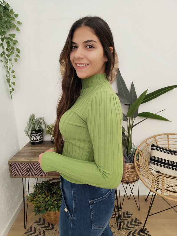 Jersey Fino Cuello Alto Verde