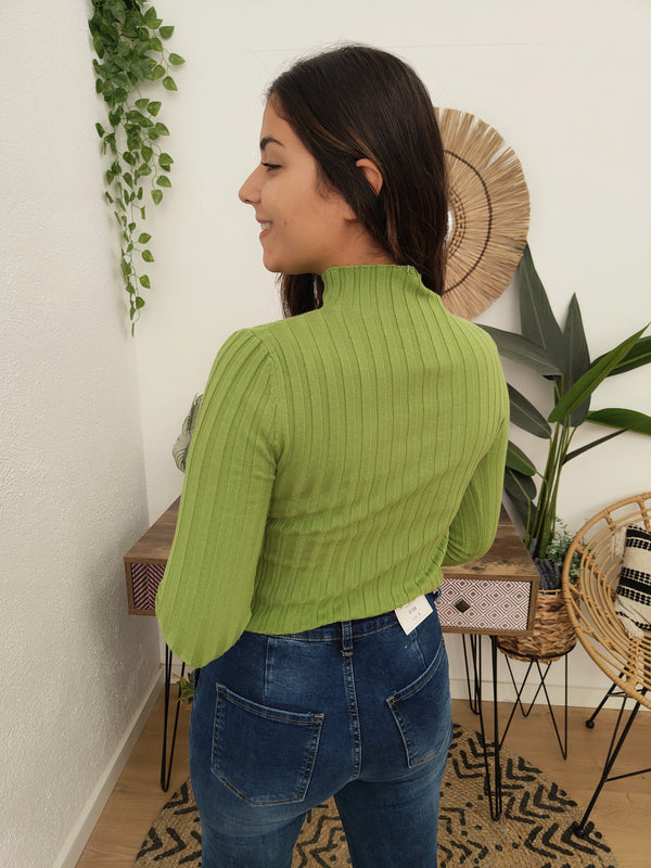 Jersey Fino Cuello Alto Verde
