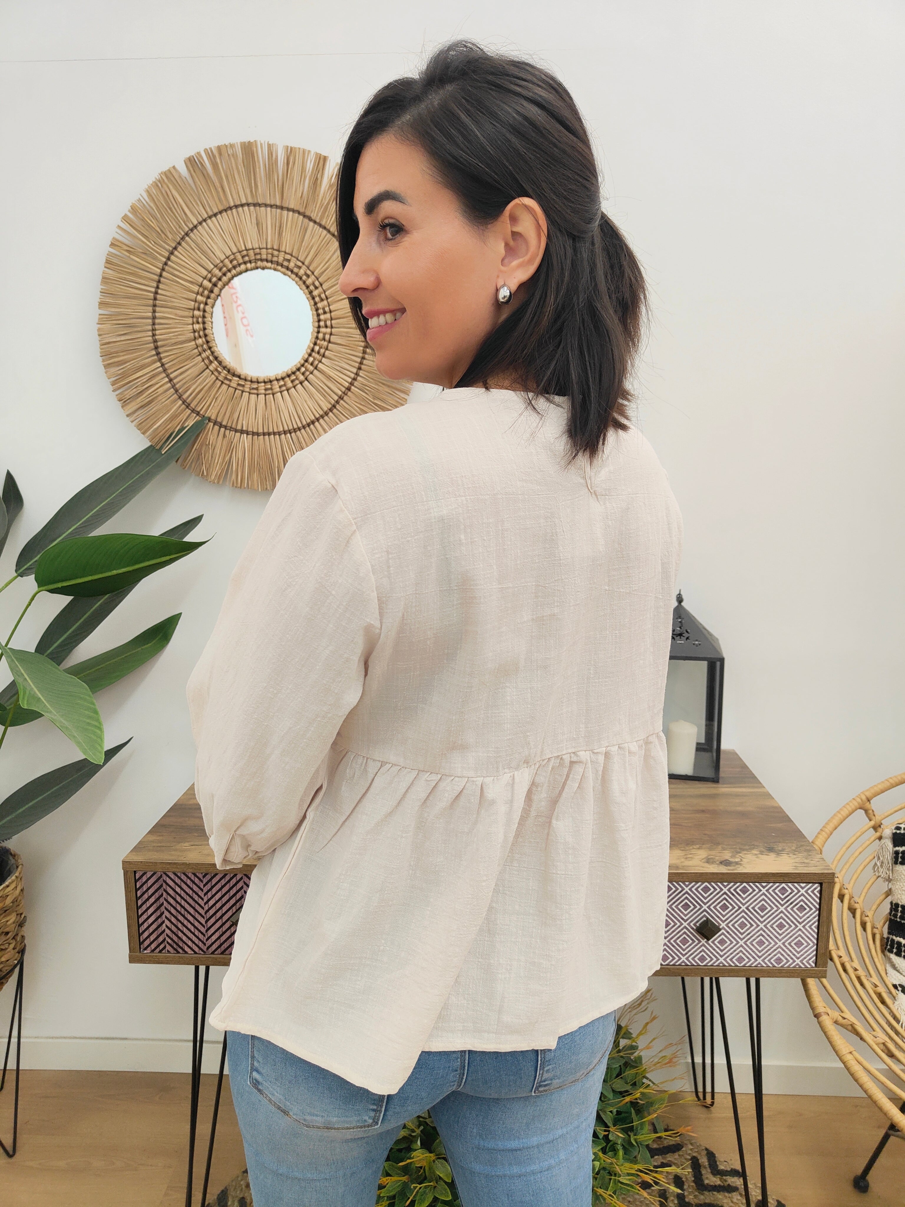 Blusa Floral Beige