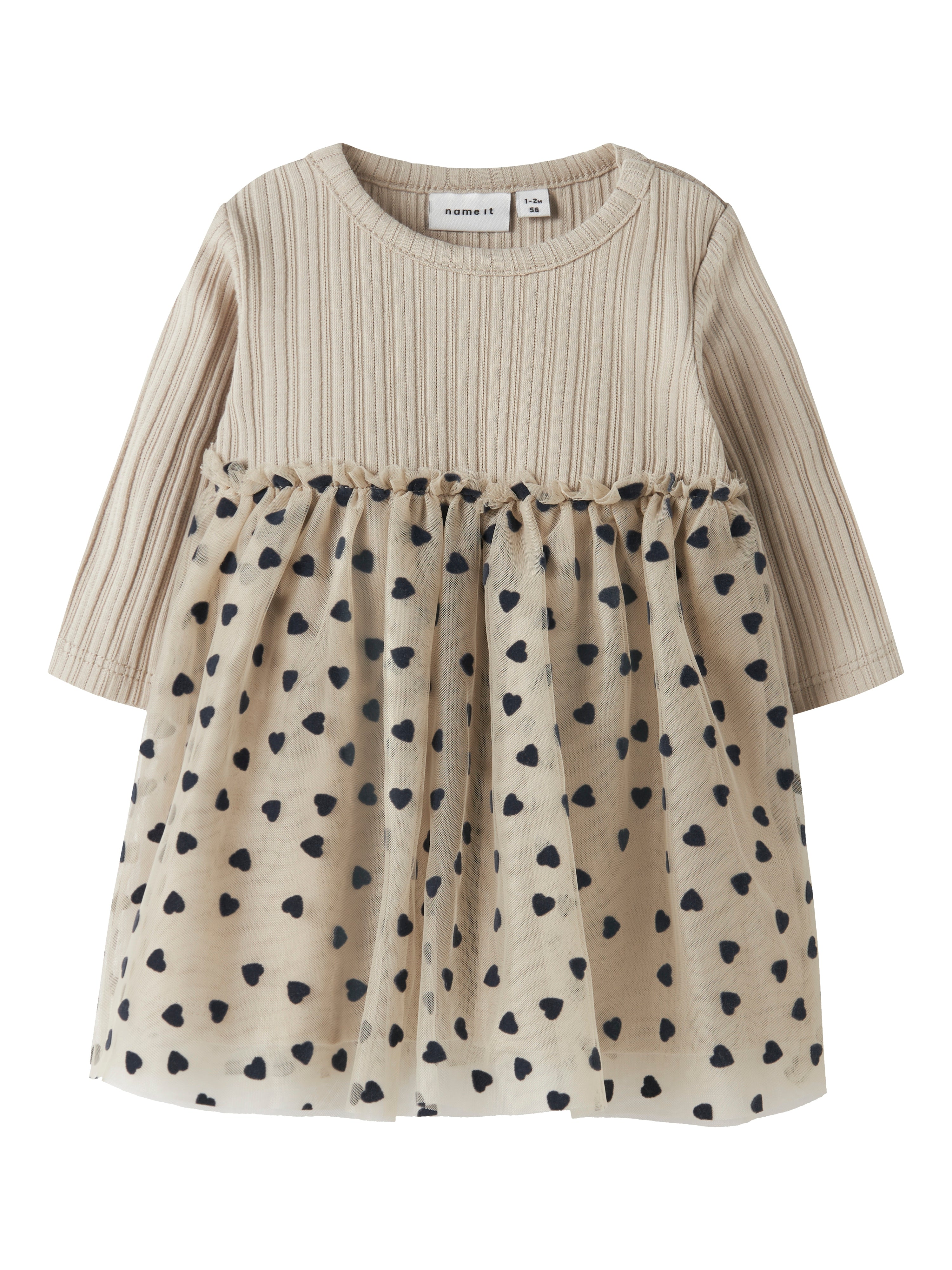 Vestido Tul Corazones Beige