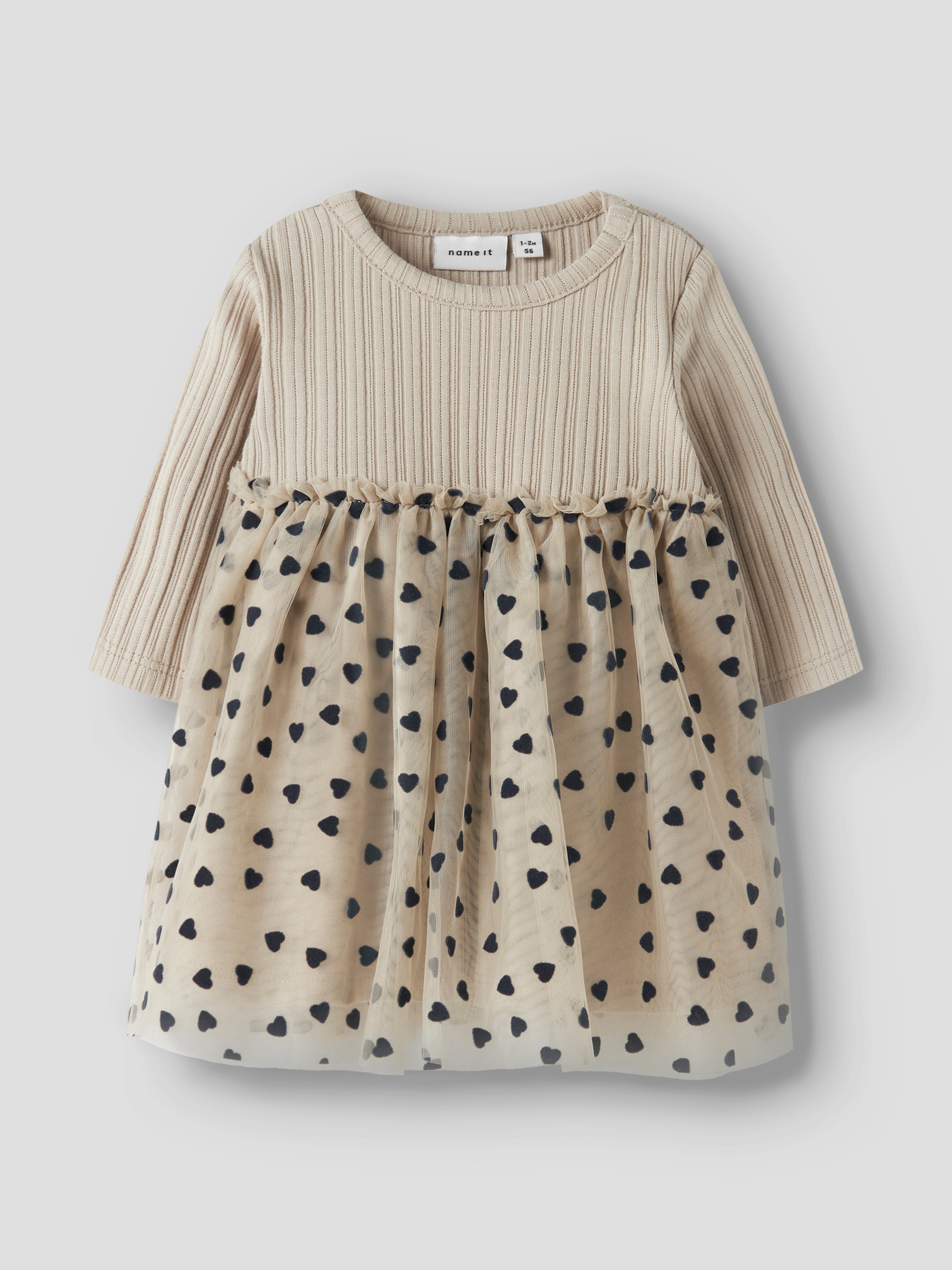 Vestido Tul Corazones Beige
