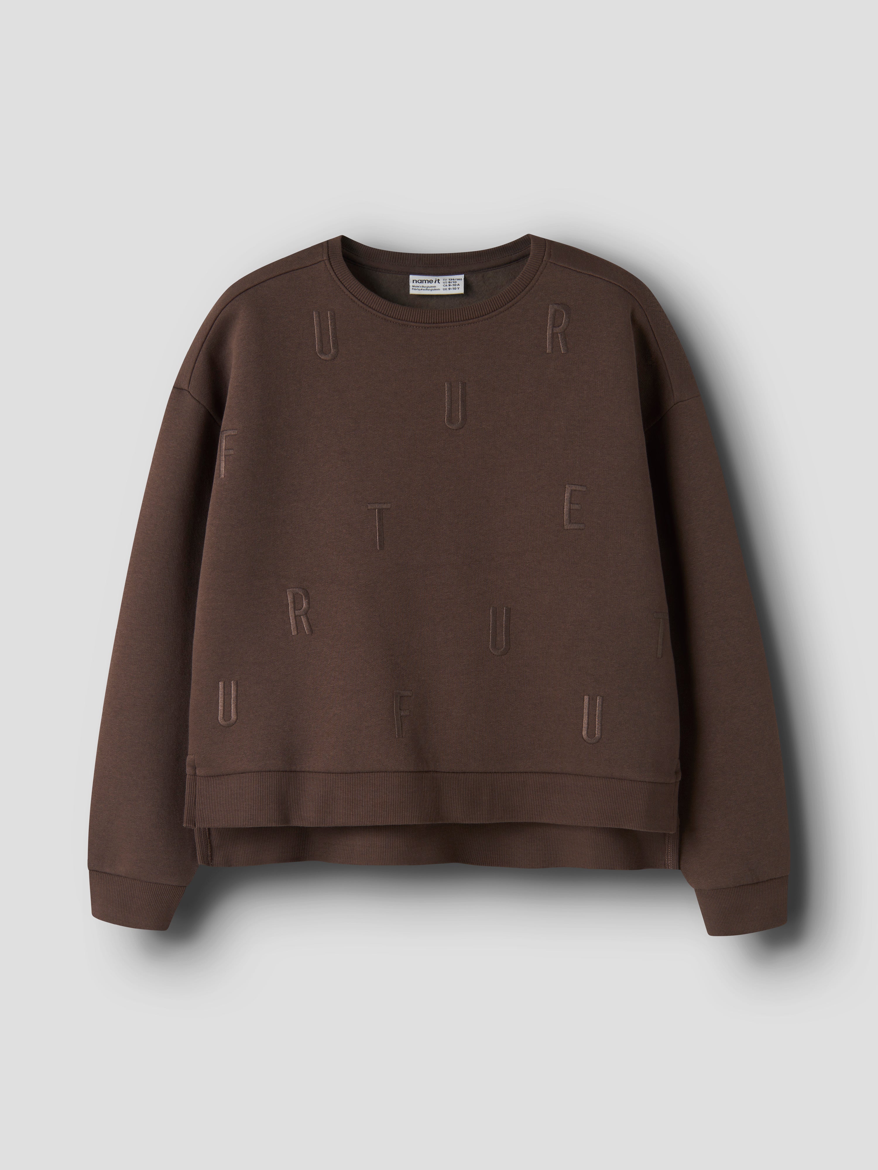 Sudadera Letras Marrón Kid