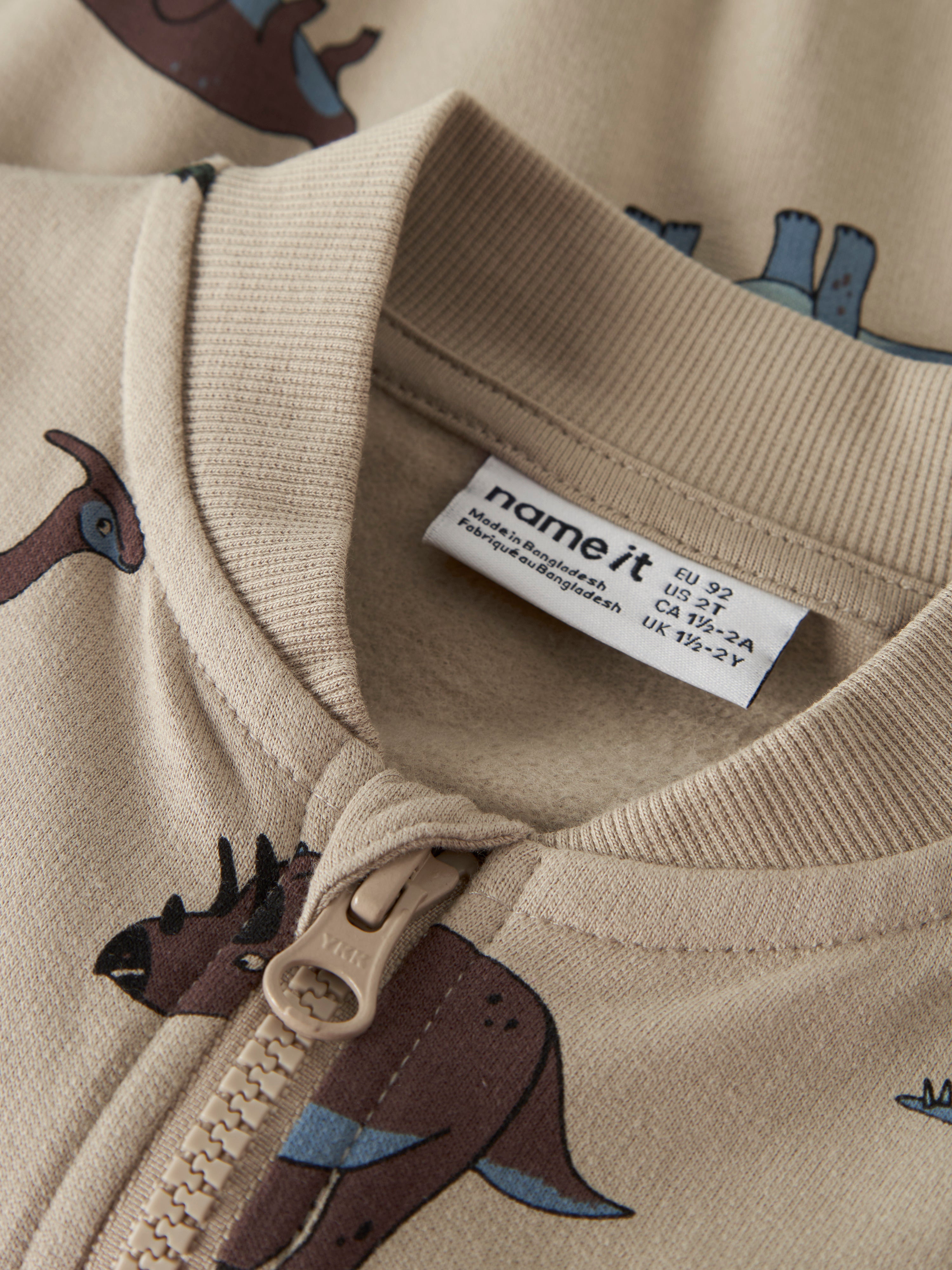 Sudadera Cremallera Animalitos Beige Mini