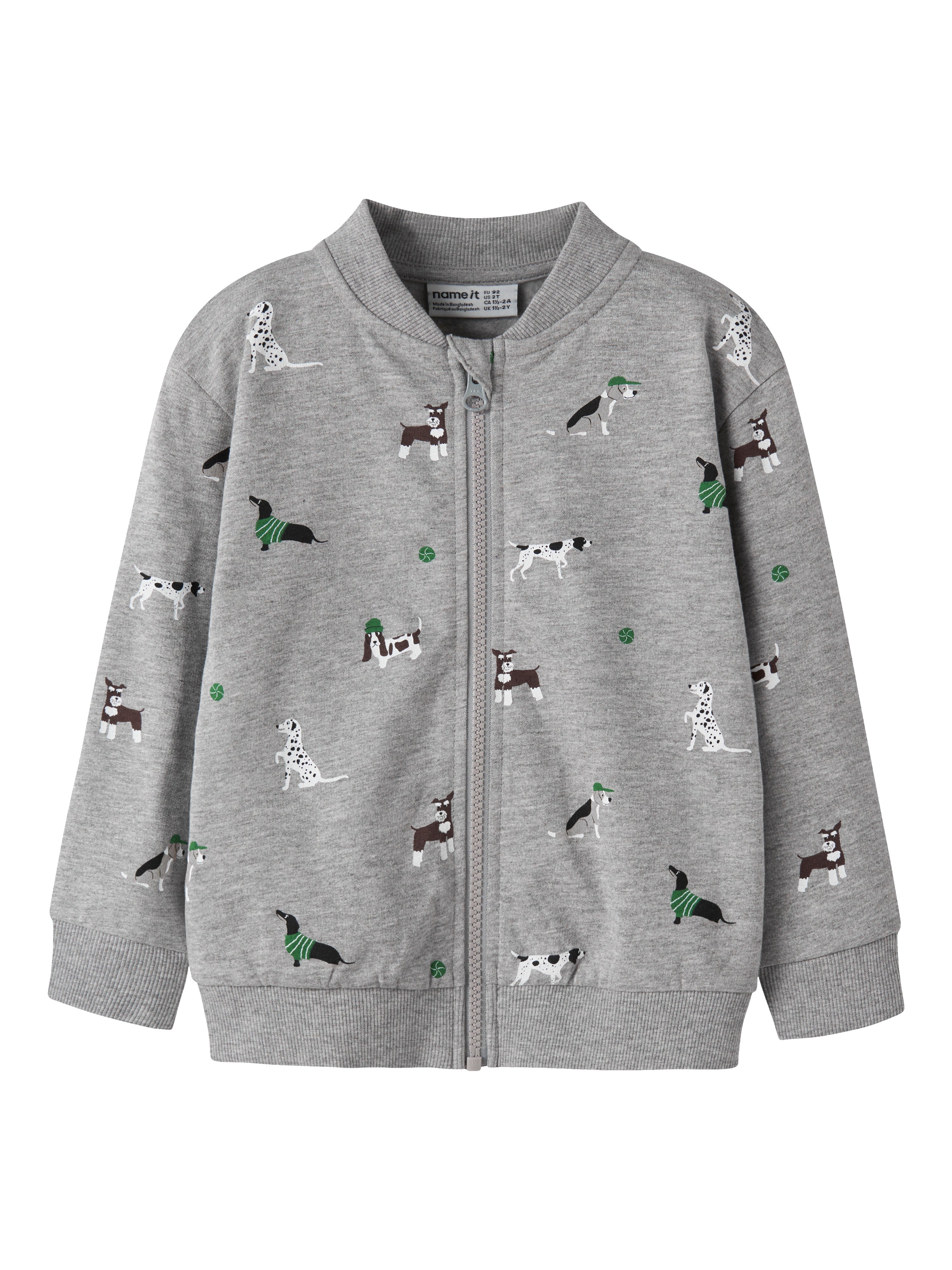 Sudadera Cremallera Perritos Gris Mini